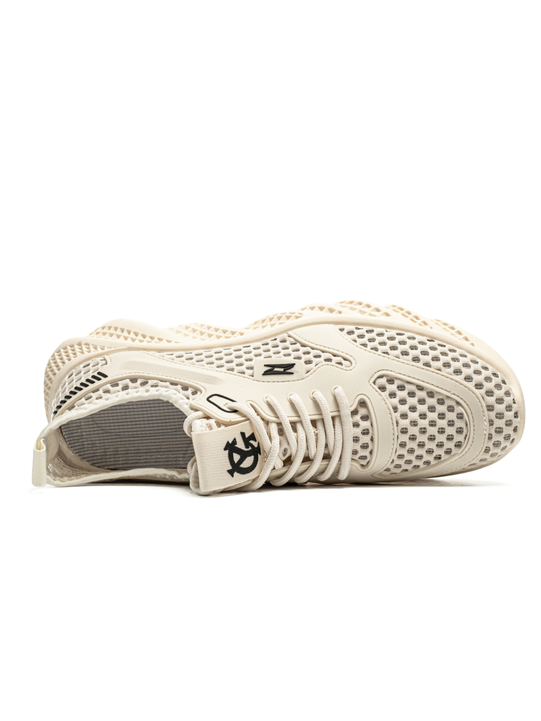 Beige Breathable Mesh Lace Up Sneakers