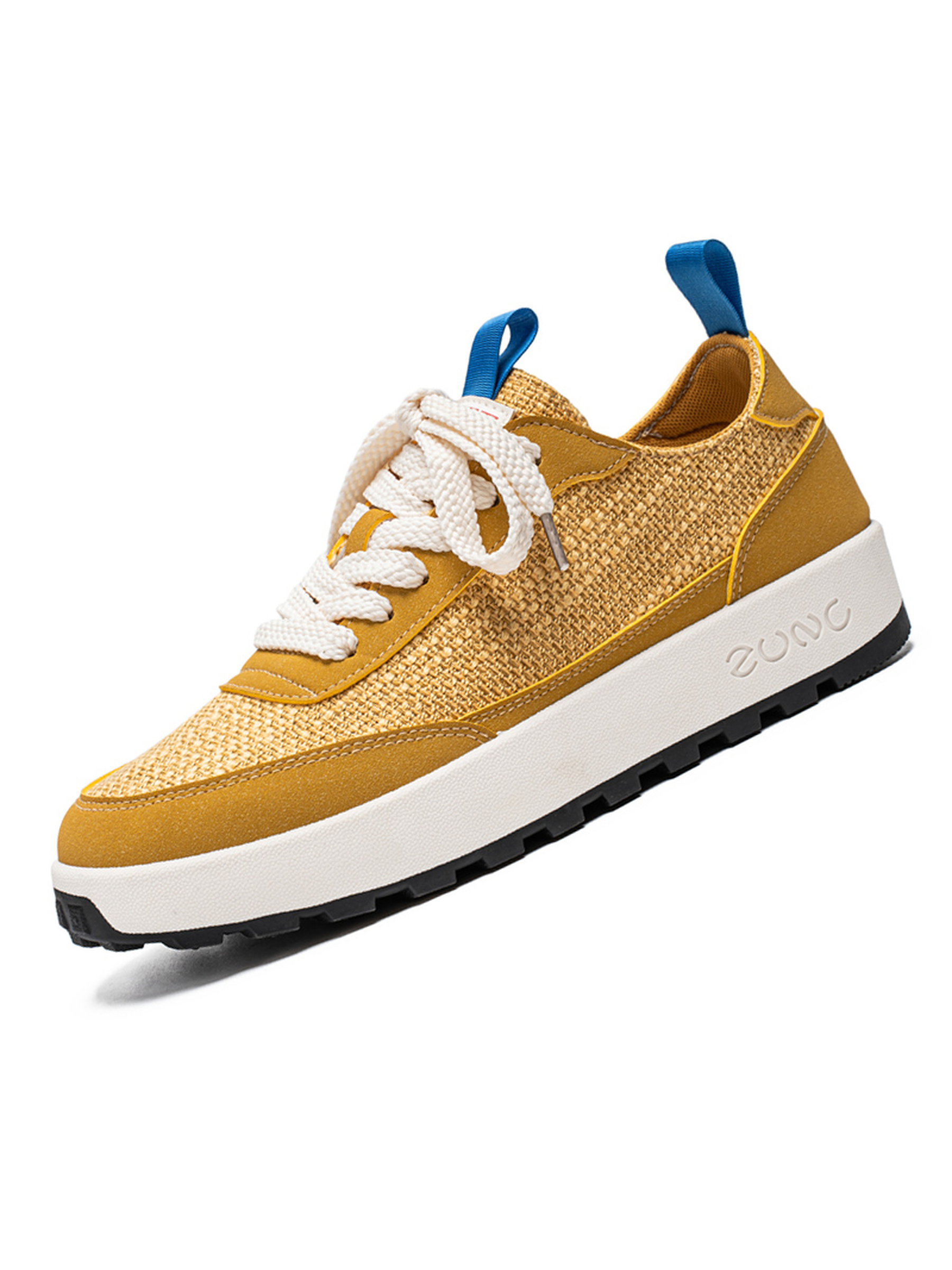 Mustard Lace Up Sneakers with Pull Tab