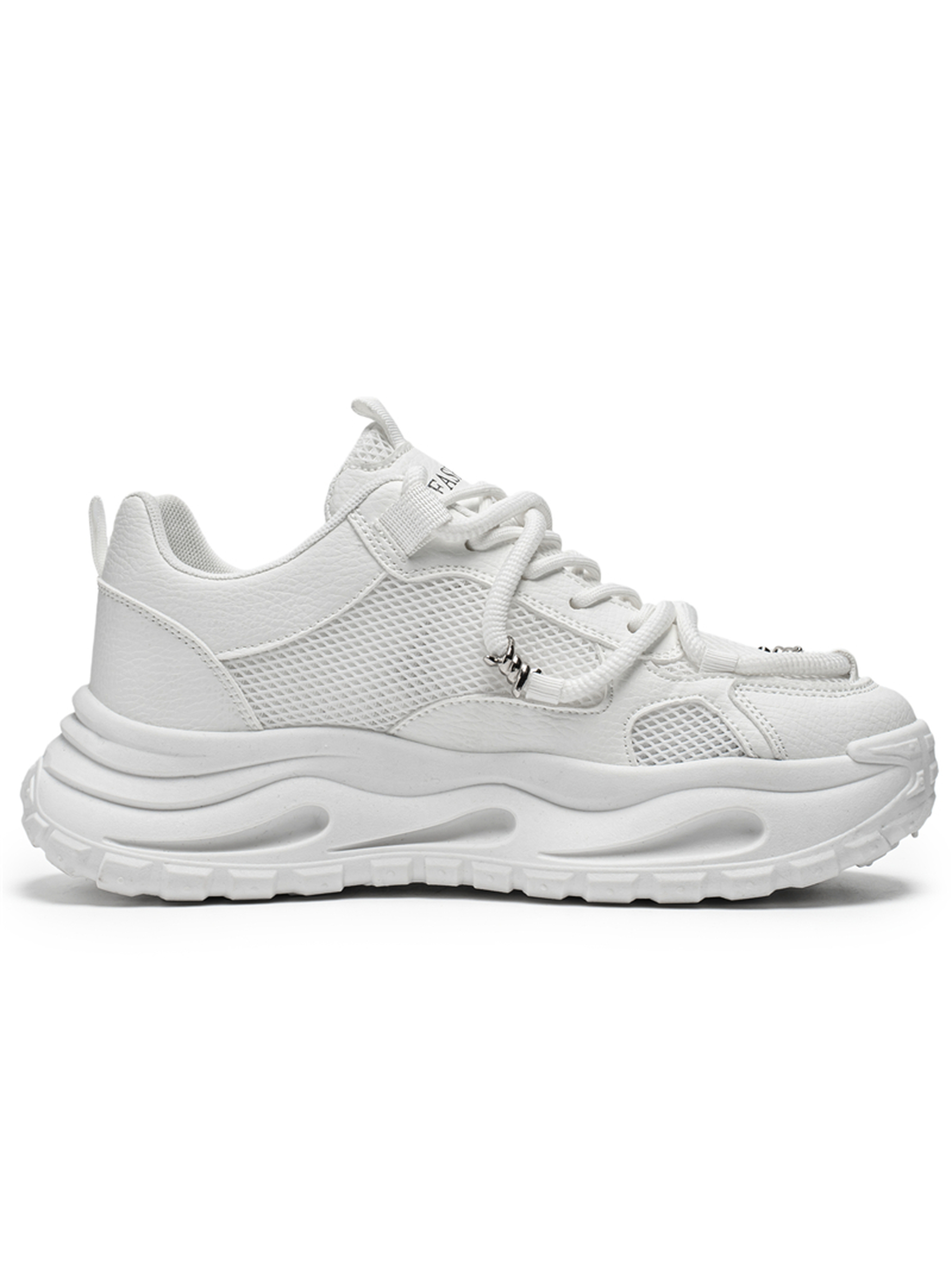 Mens White Mesh Chunky Sneakers