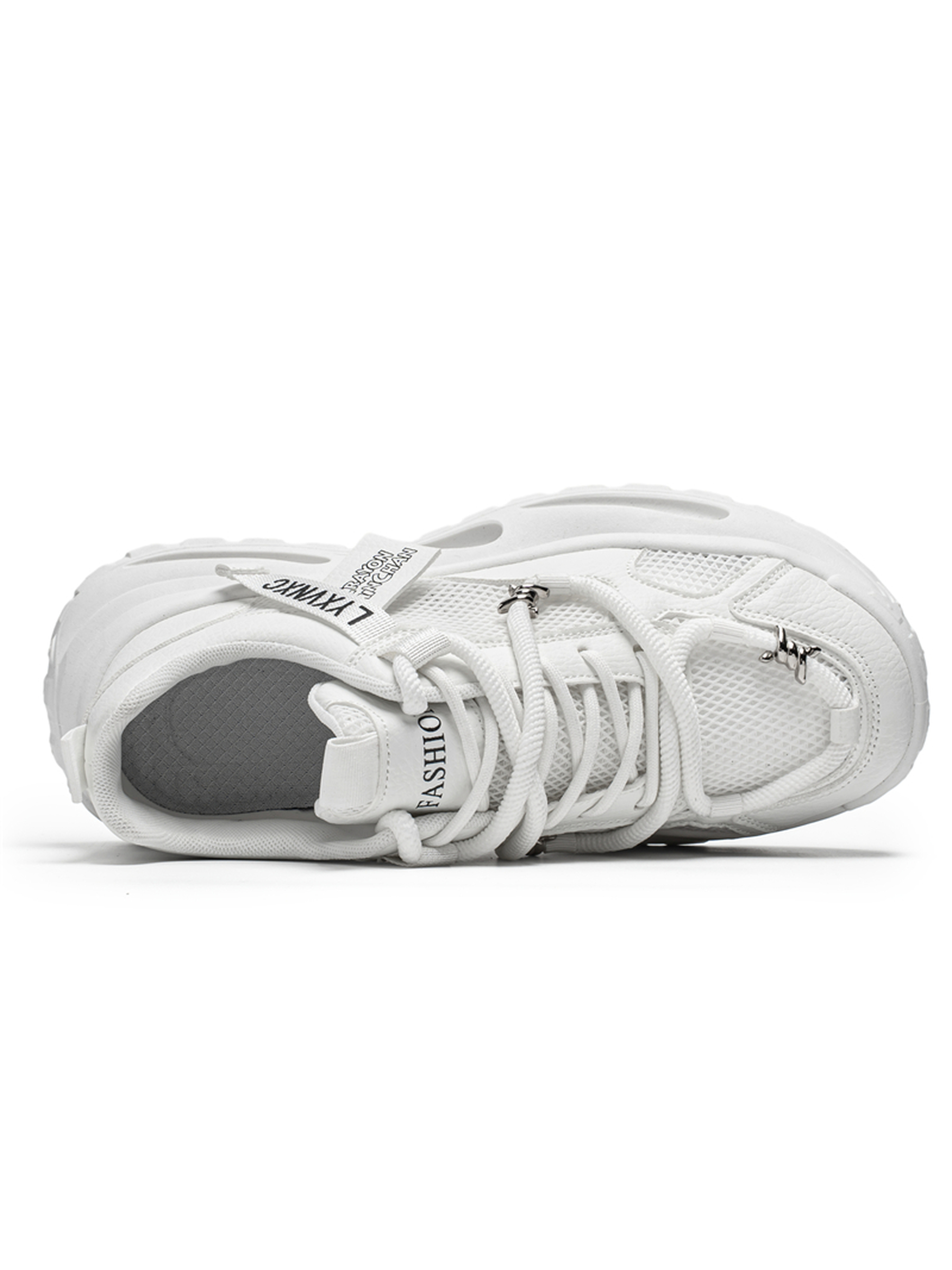 Mens White Mesh Chunky Sneakers