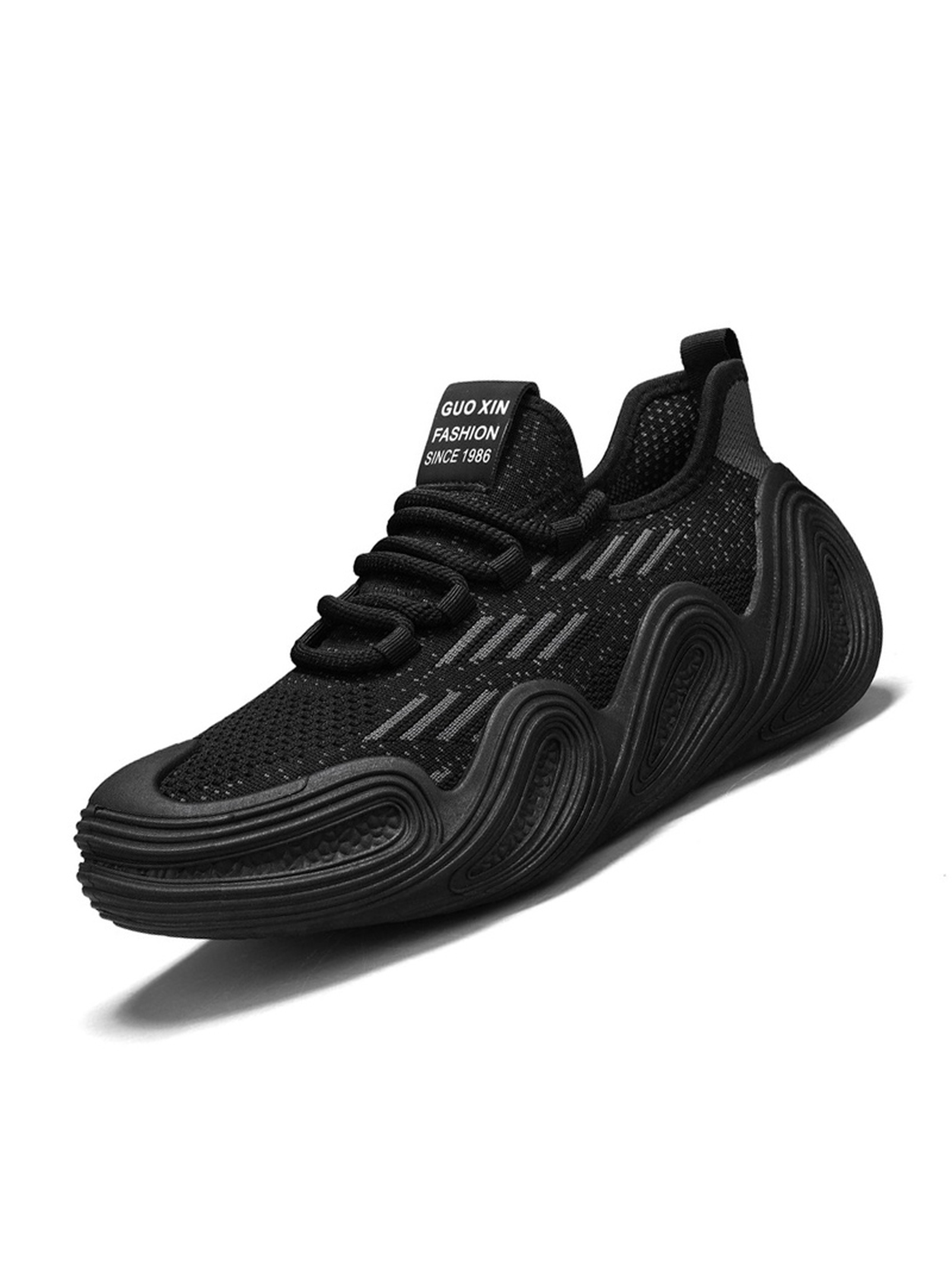 Black Lace Up Chunky Sneakers