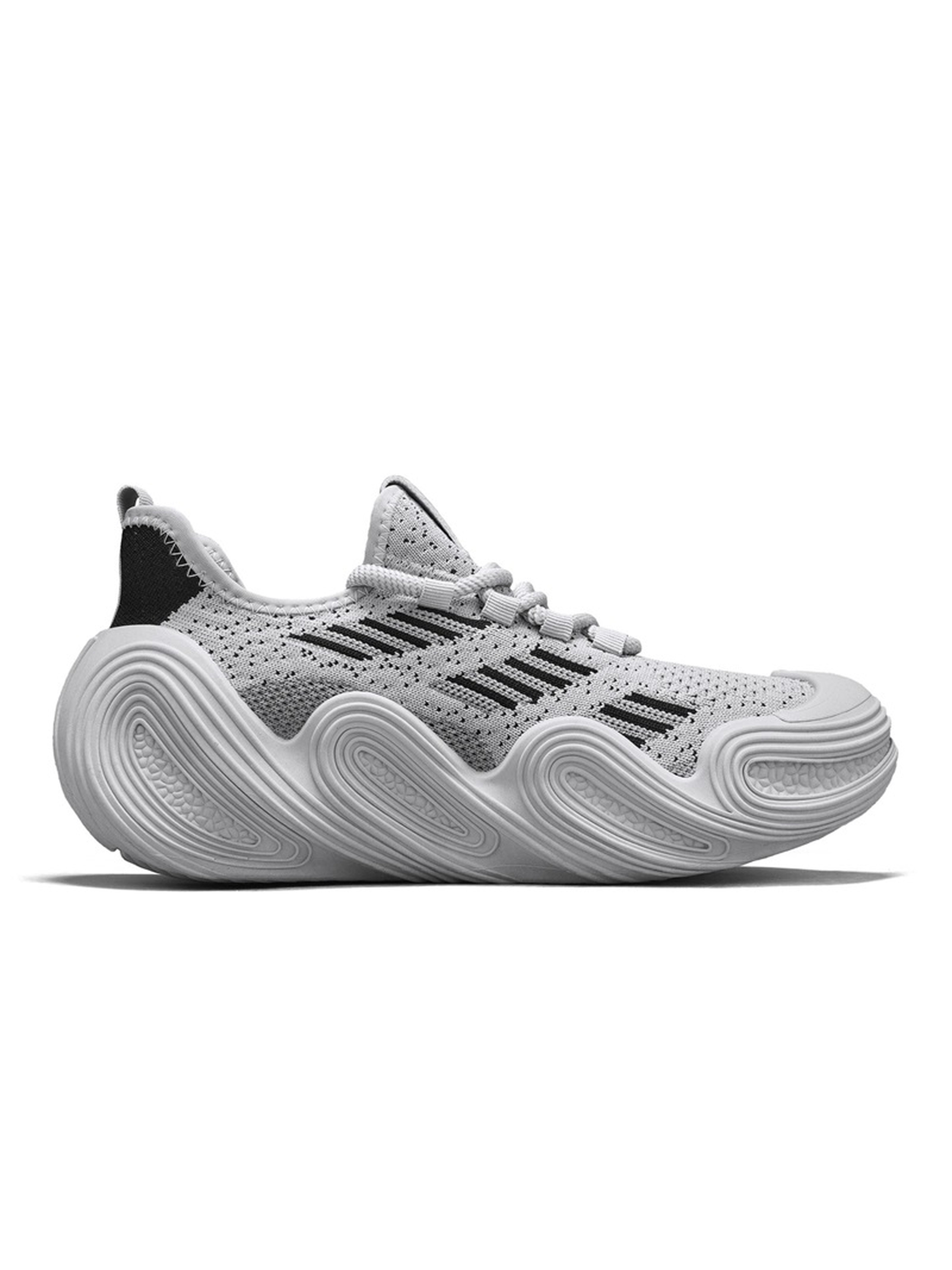Mens Grey Knit Textured Sole Sneakers
