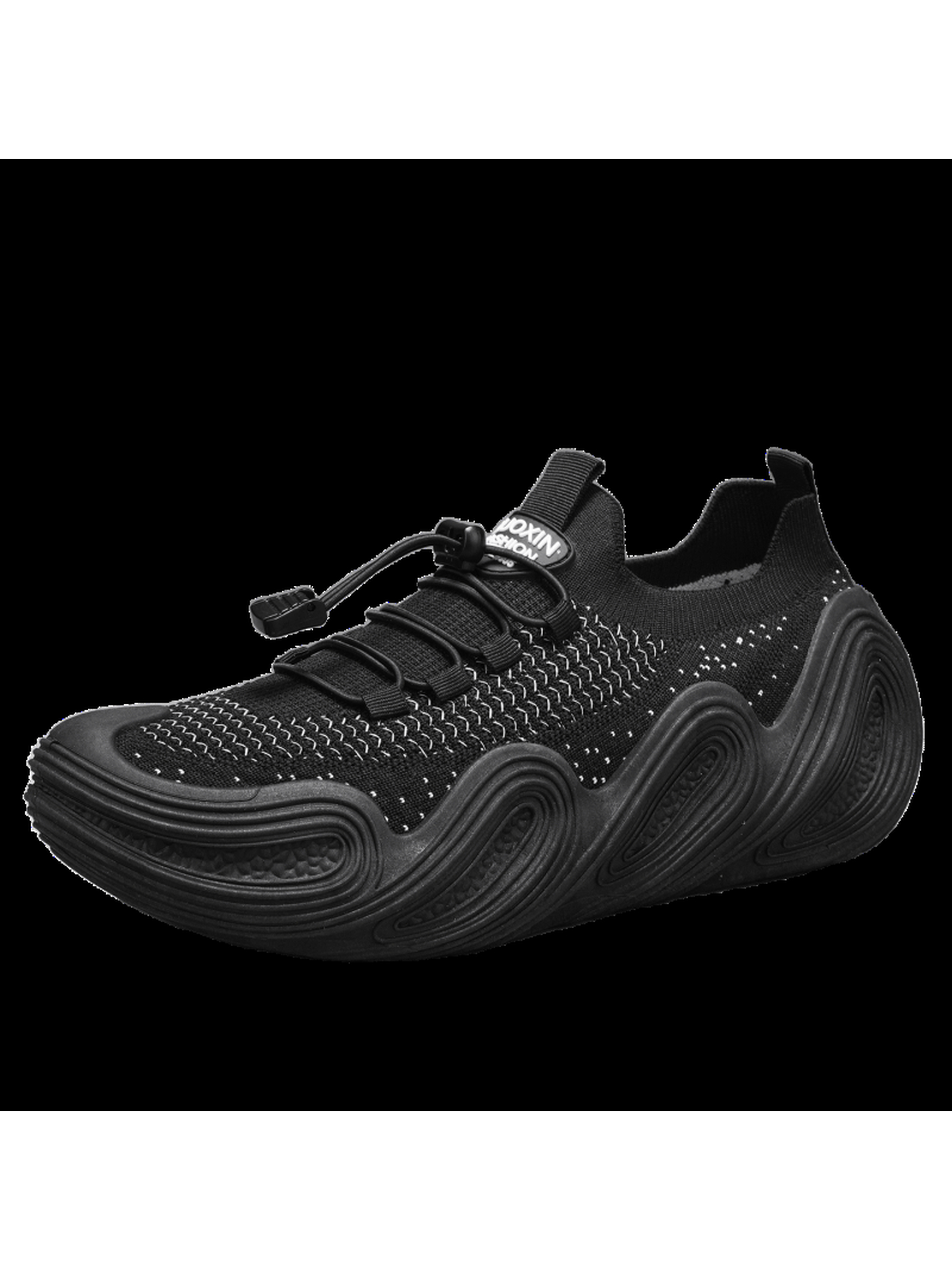Black Toggle Lace Knit Sneakers