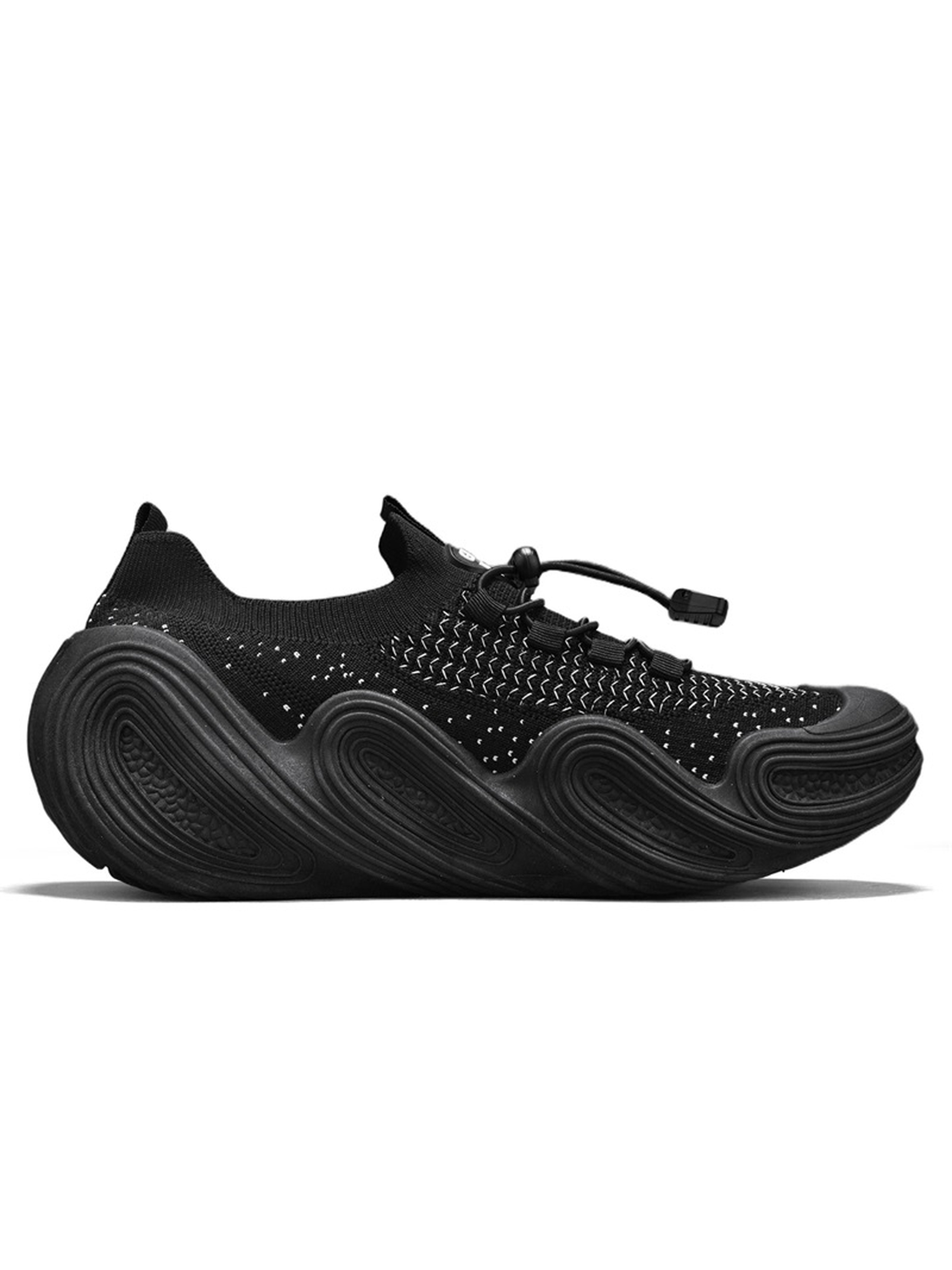 Black Toggle Lace Knit Sneakers