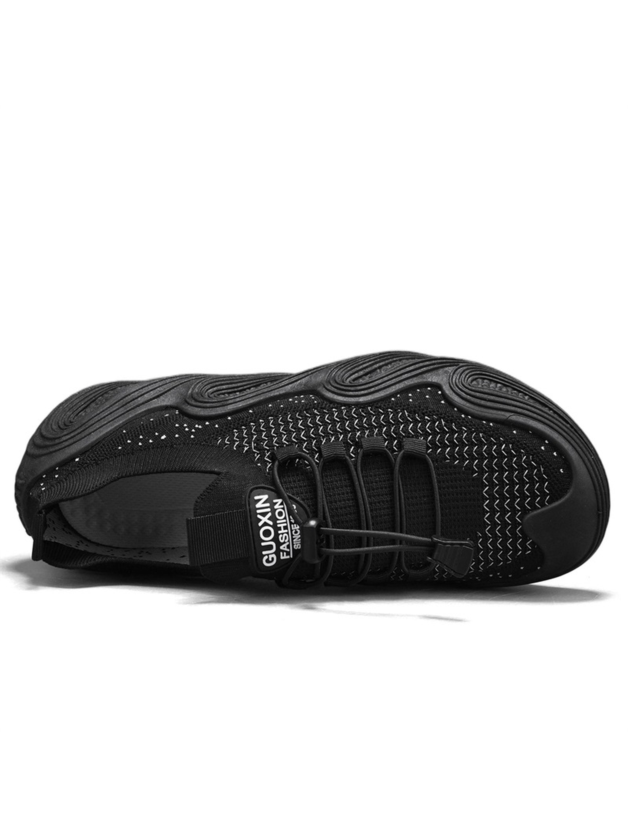 Black Toggle Lace Knit Sneakers
