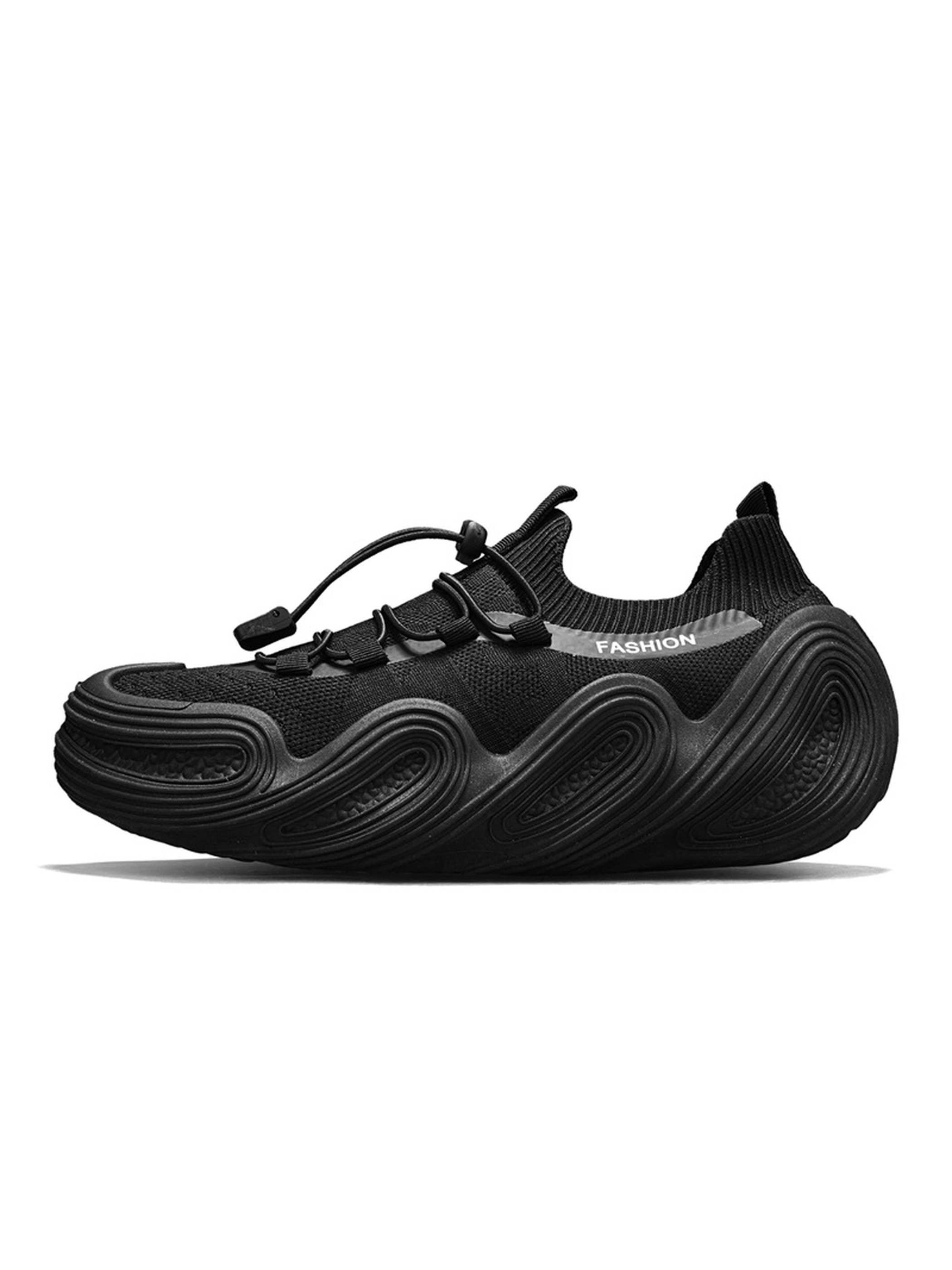 Black Toggle Lace Knit Sneakers