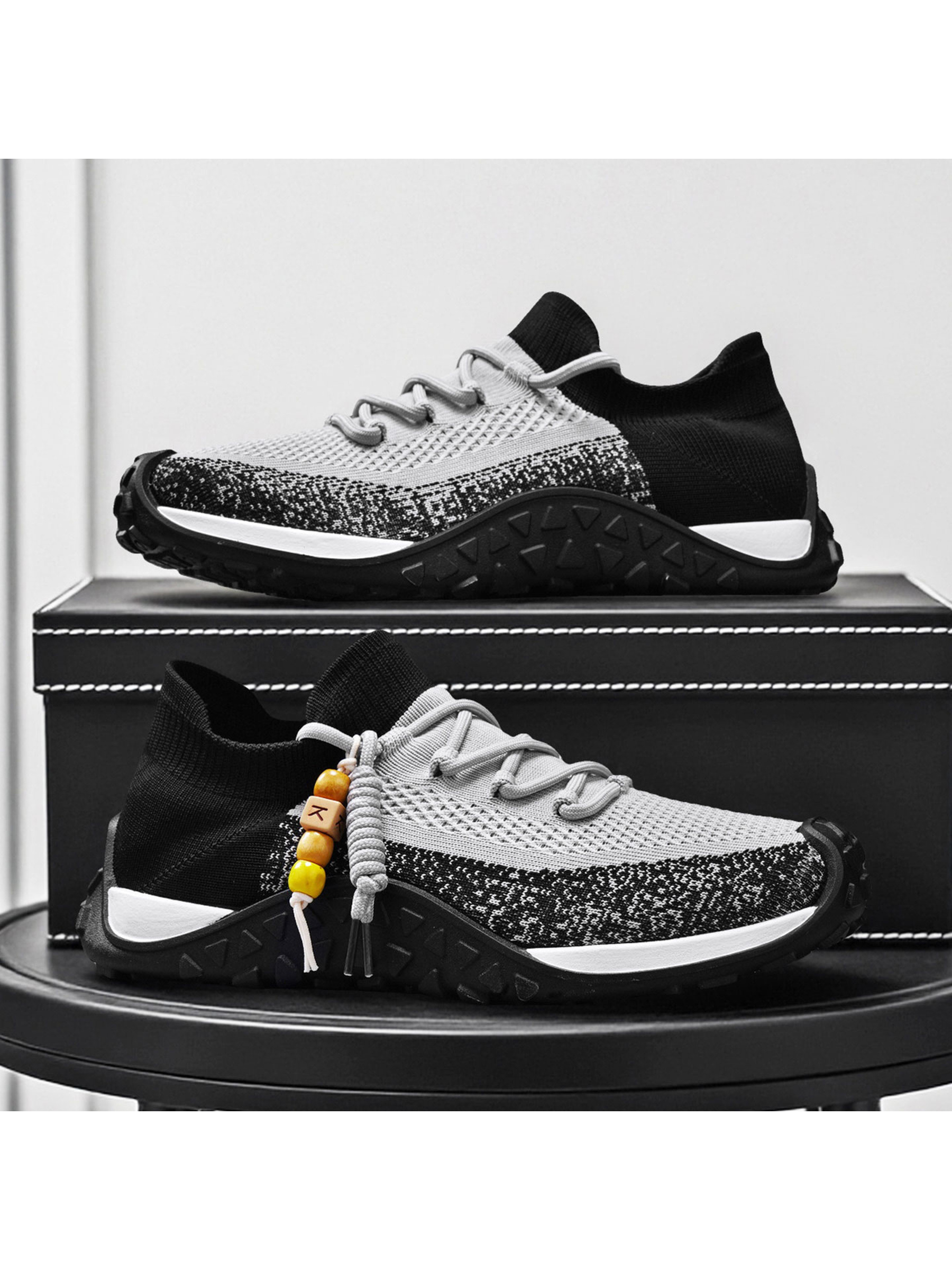 Black Knit Low Top Sneakers
