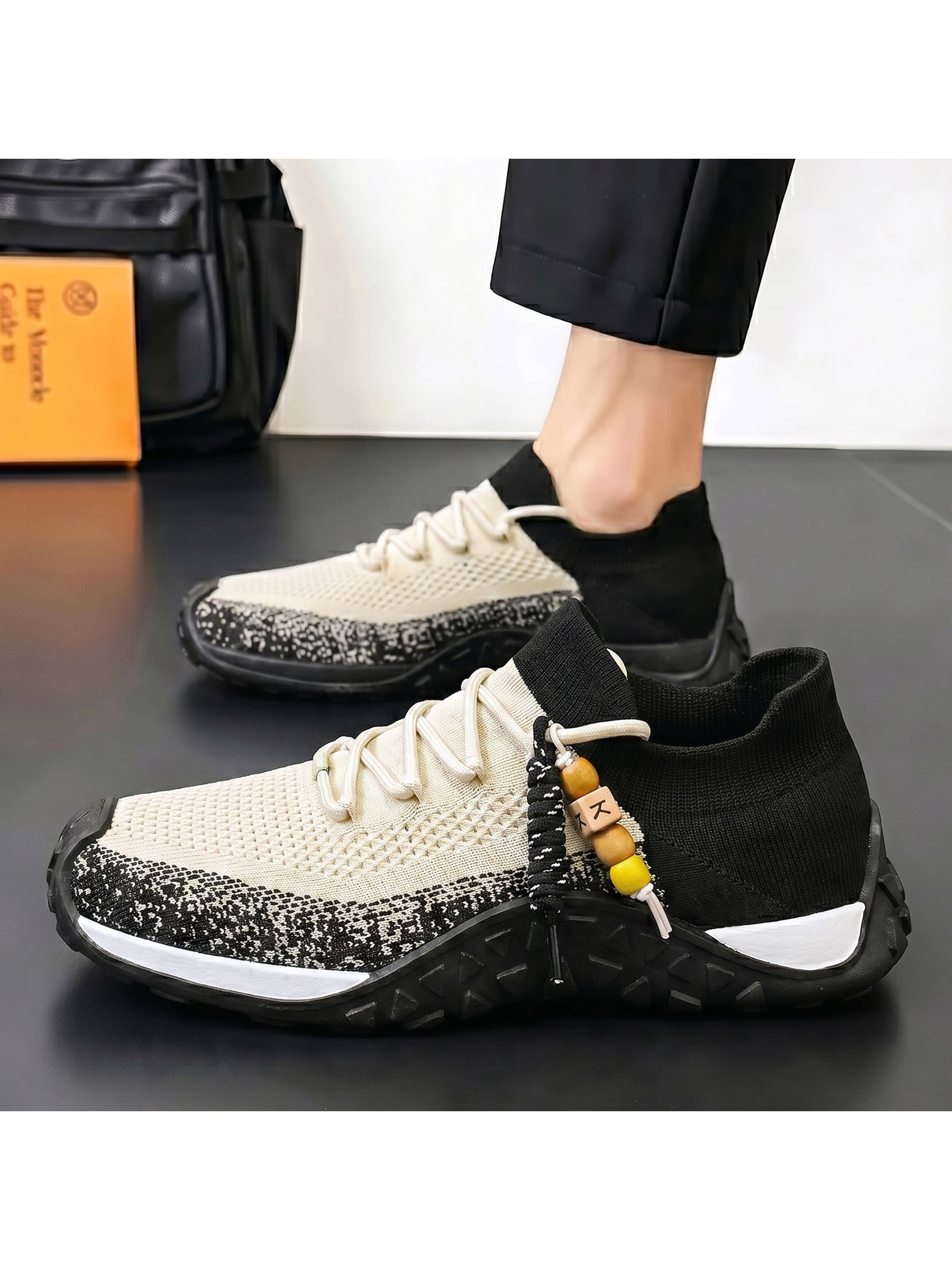 Beige Knit Comfort Sneakers