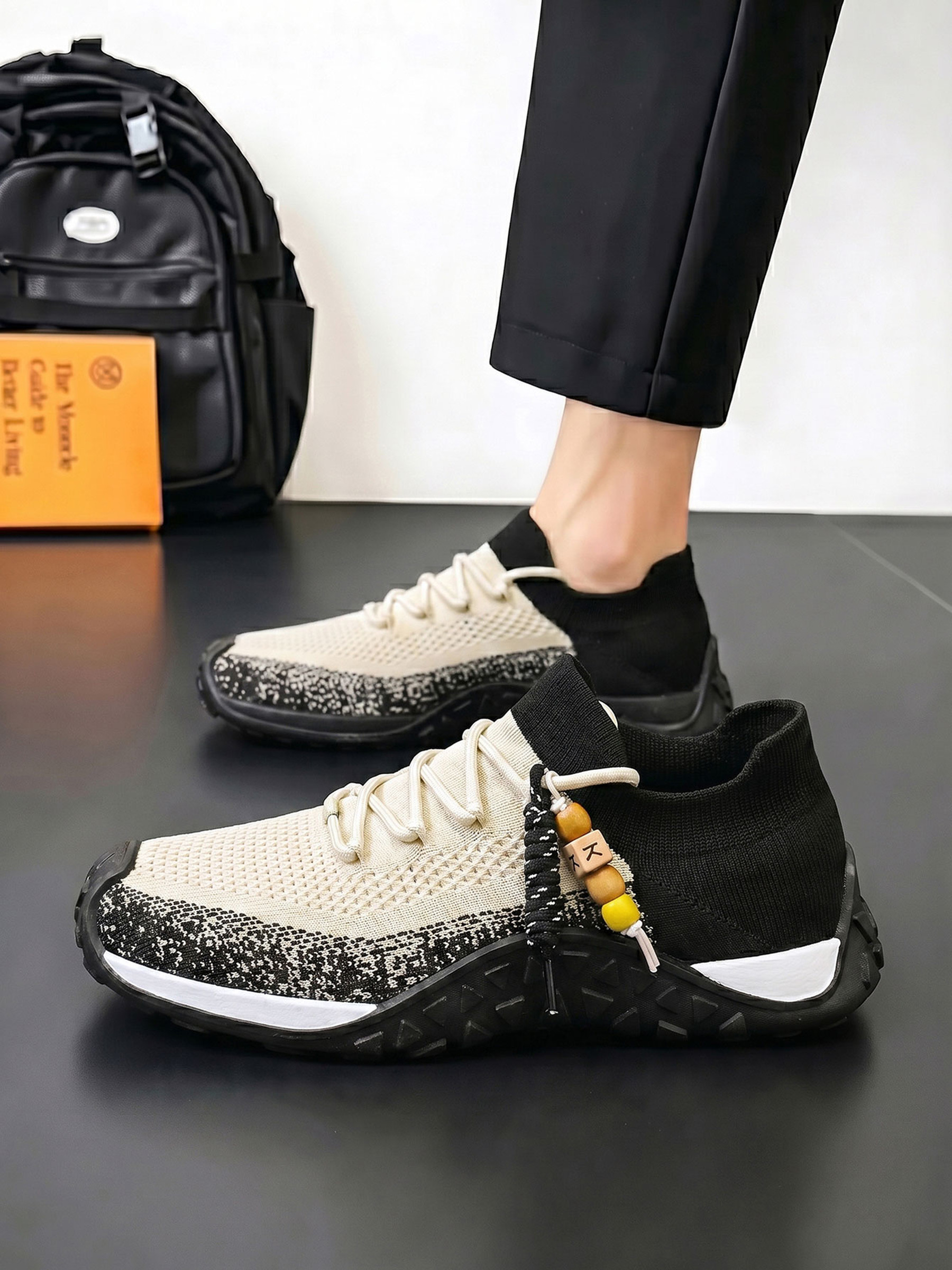 Beige Knit Comfort Sneakers