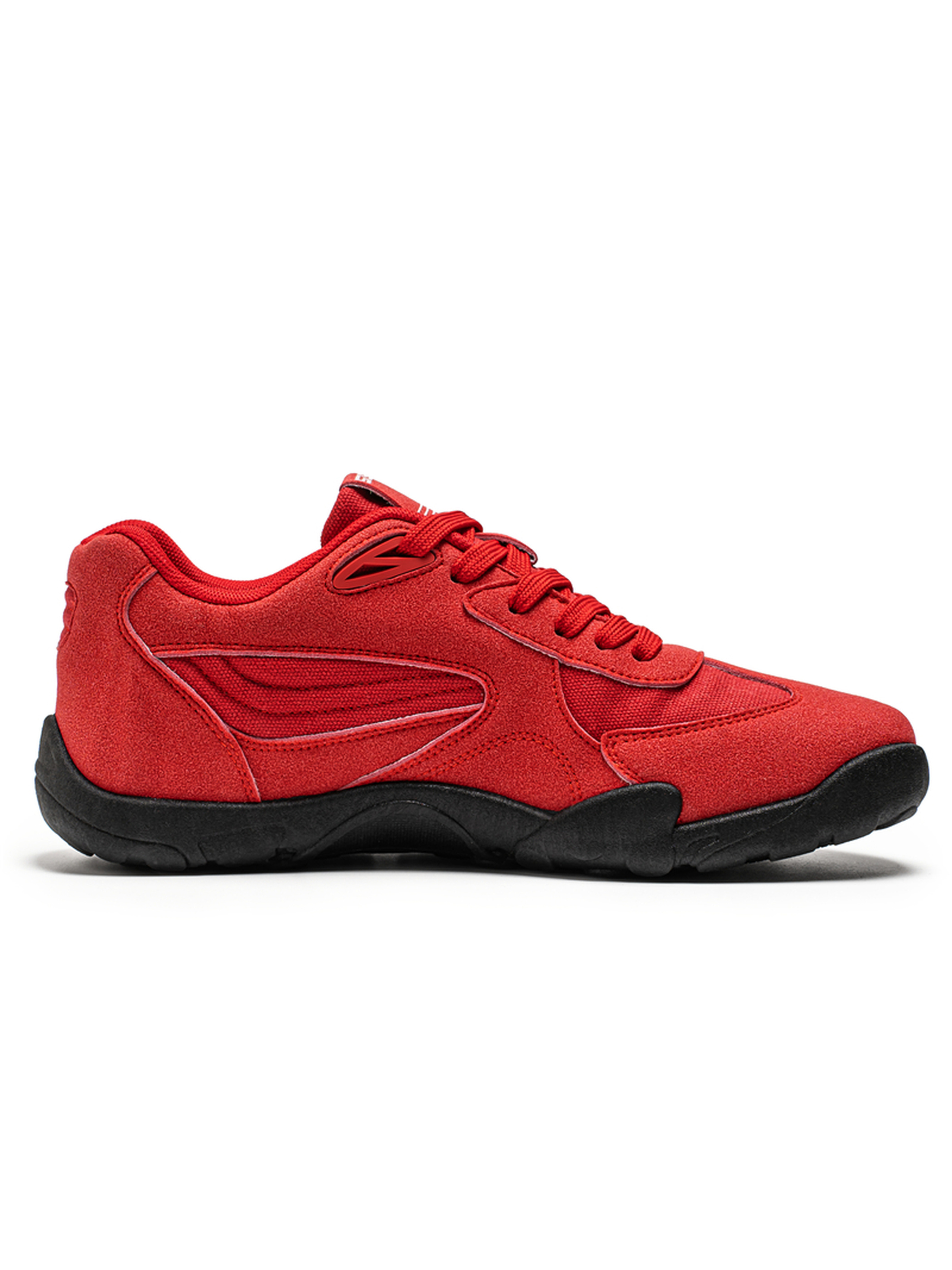 Mens Red Paneled Lace Up Sneakers