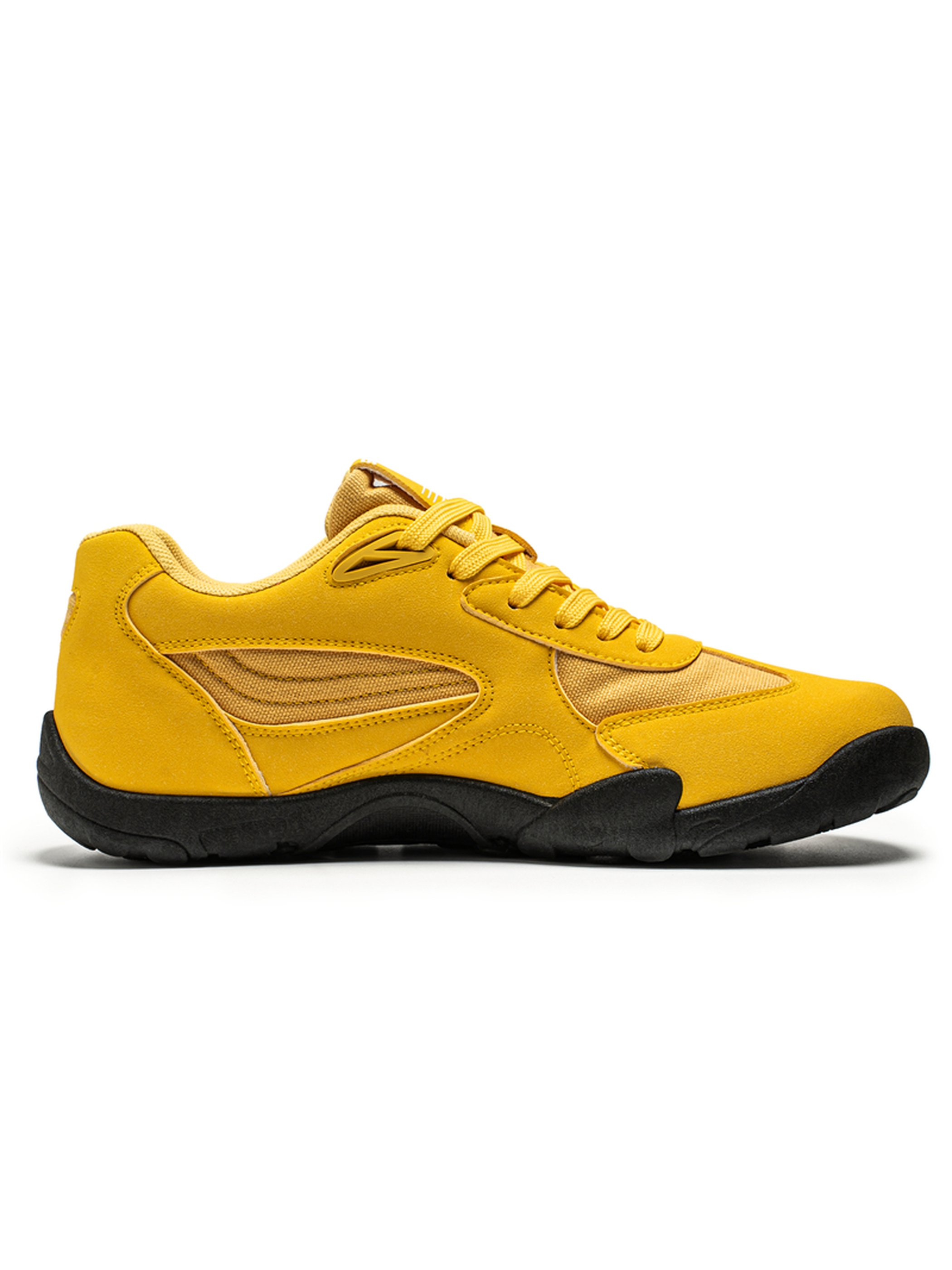 Mens Yellow Paneled Lace Up Sneakers