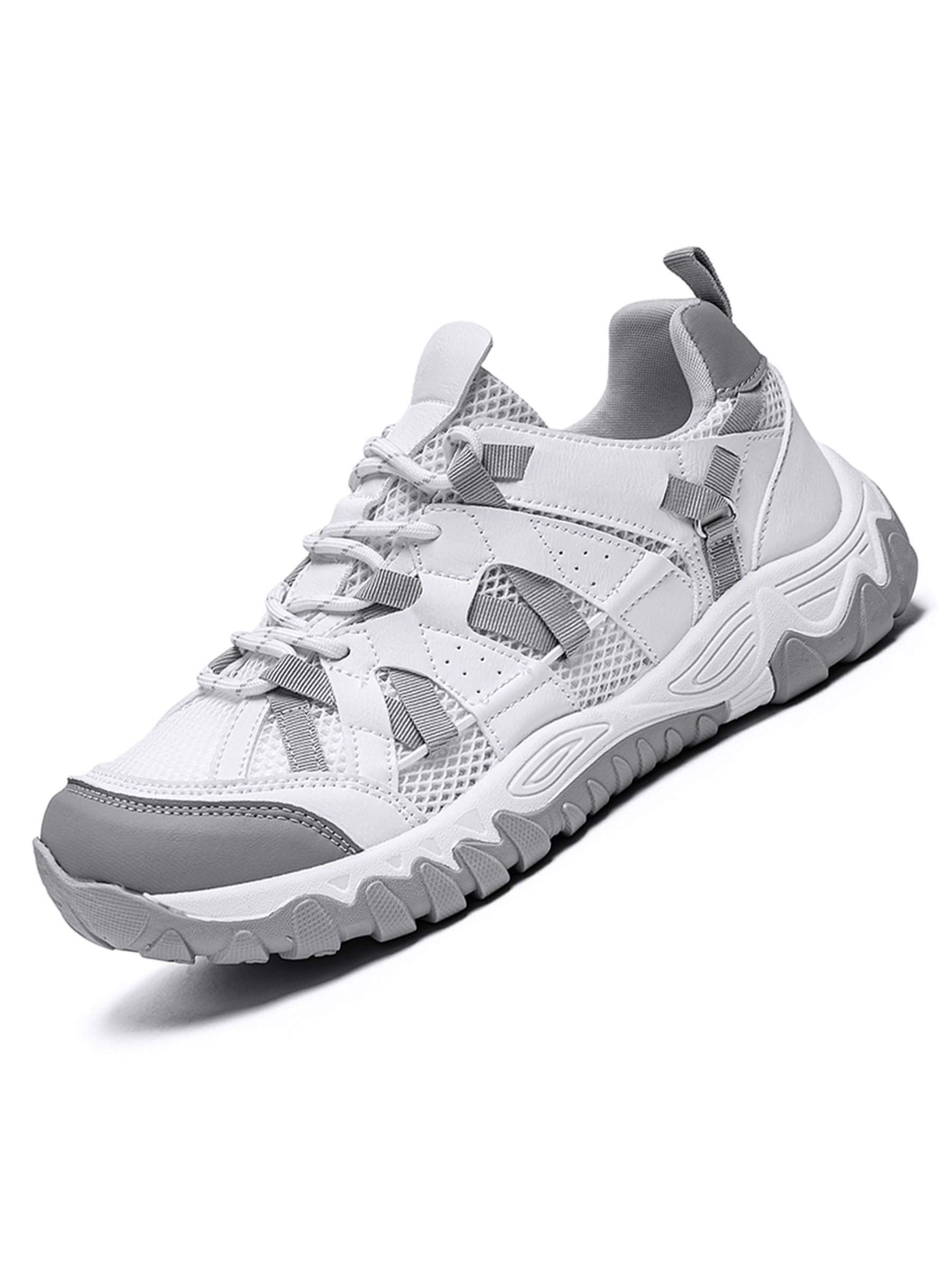 Mens White Breathable Sporty Sneakers