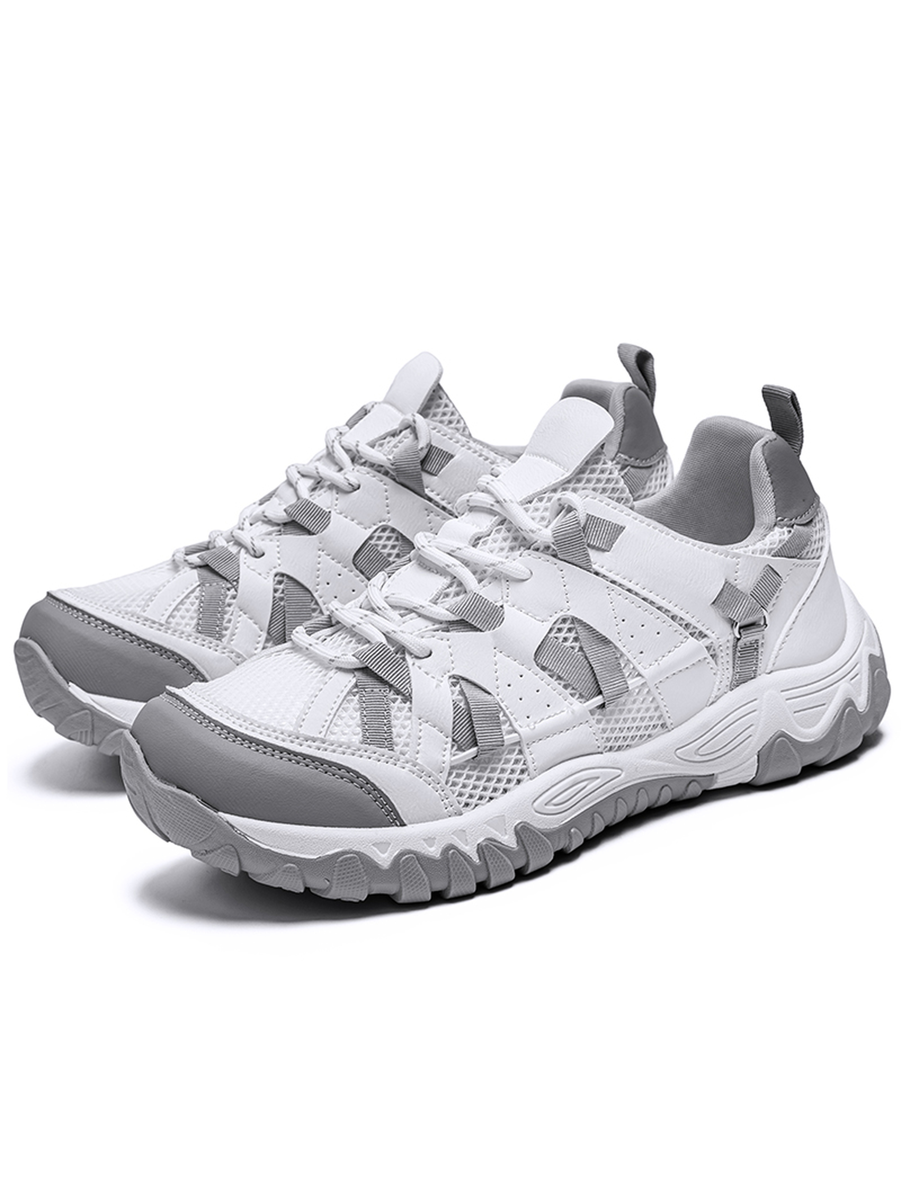 Mens White Breathable Sporty Sneakers