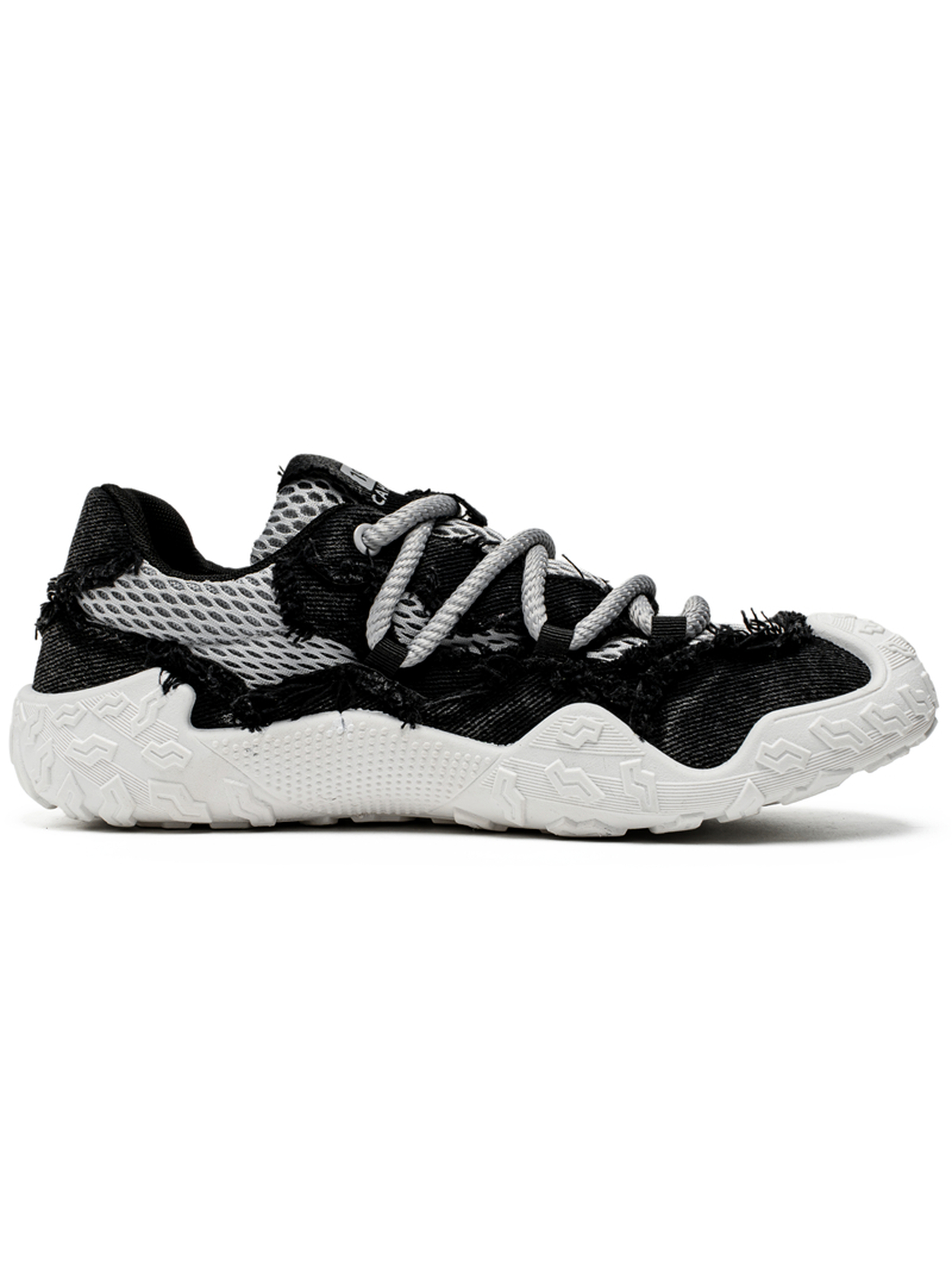 Black Textured Lace Up Sneakers