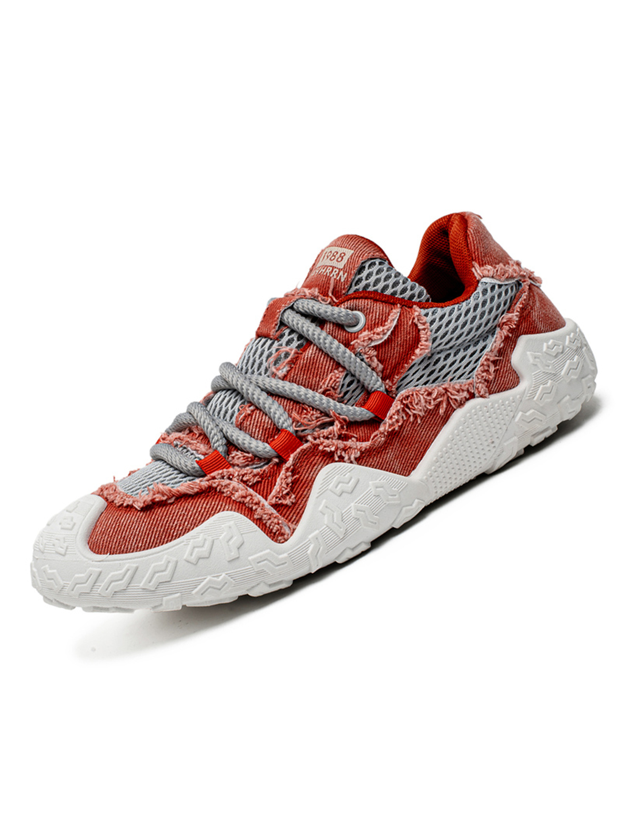 Mens Multi-Color Distressed Denim Look Sneakers