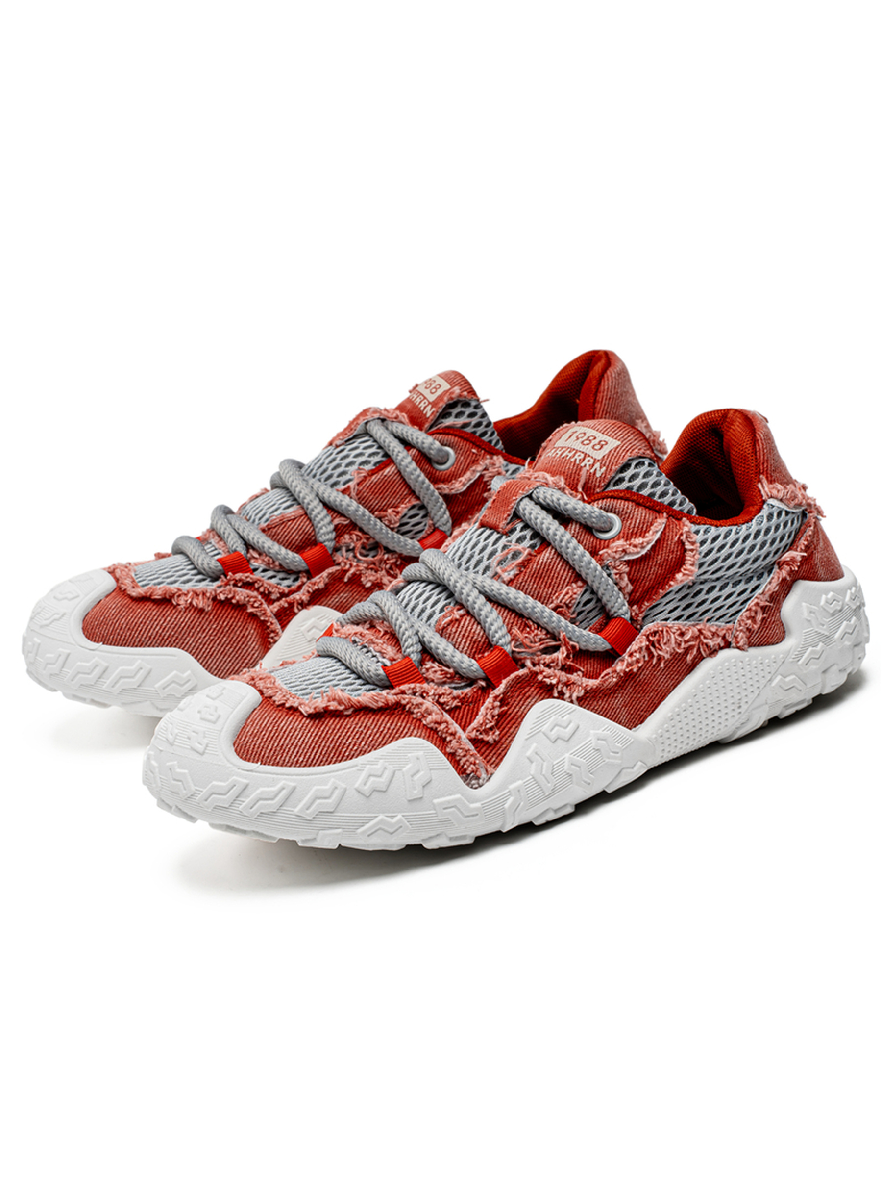 Mens Multi-Color Distressed Denim Look Sneakers