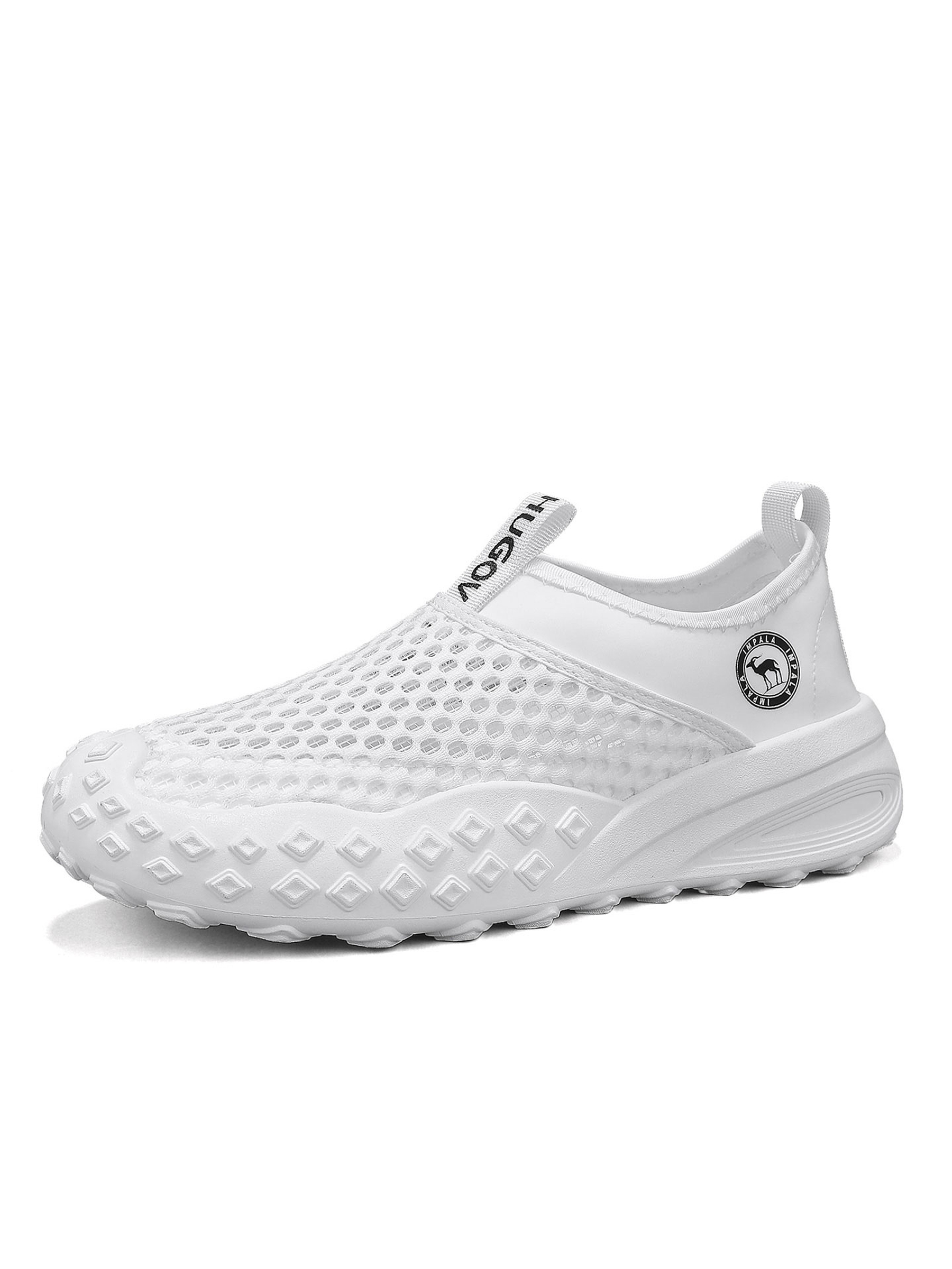Mens White Breathable Slip-On Sneakers