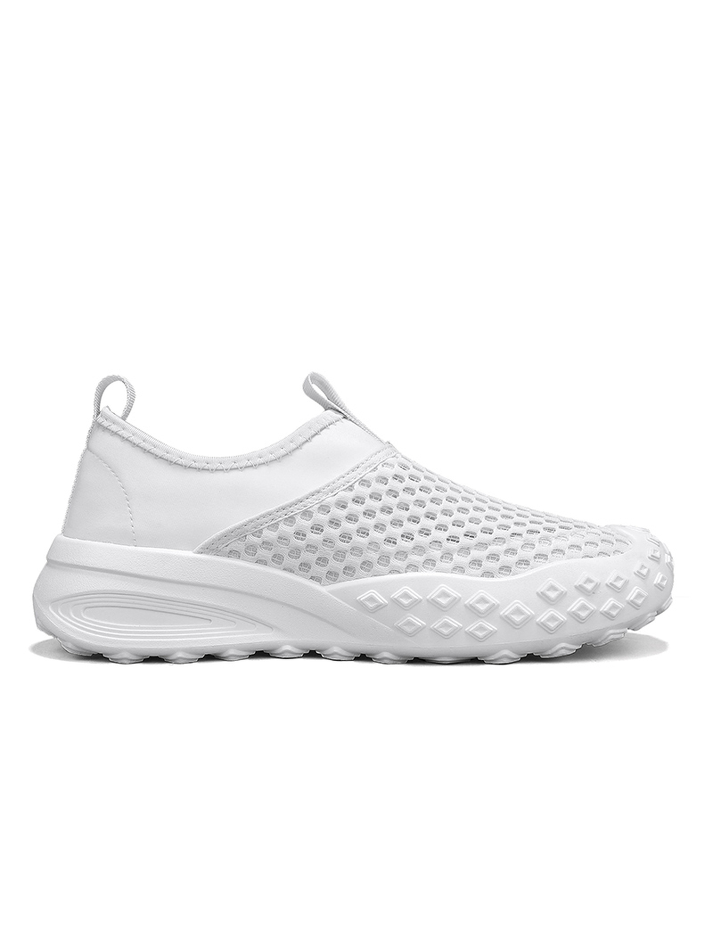 Mens White Breathable Slip-On Sneakers