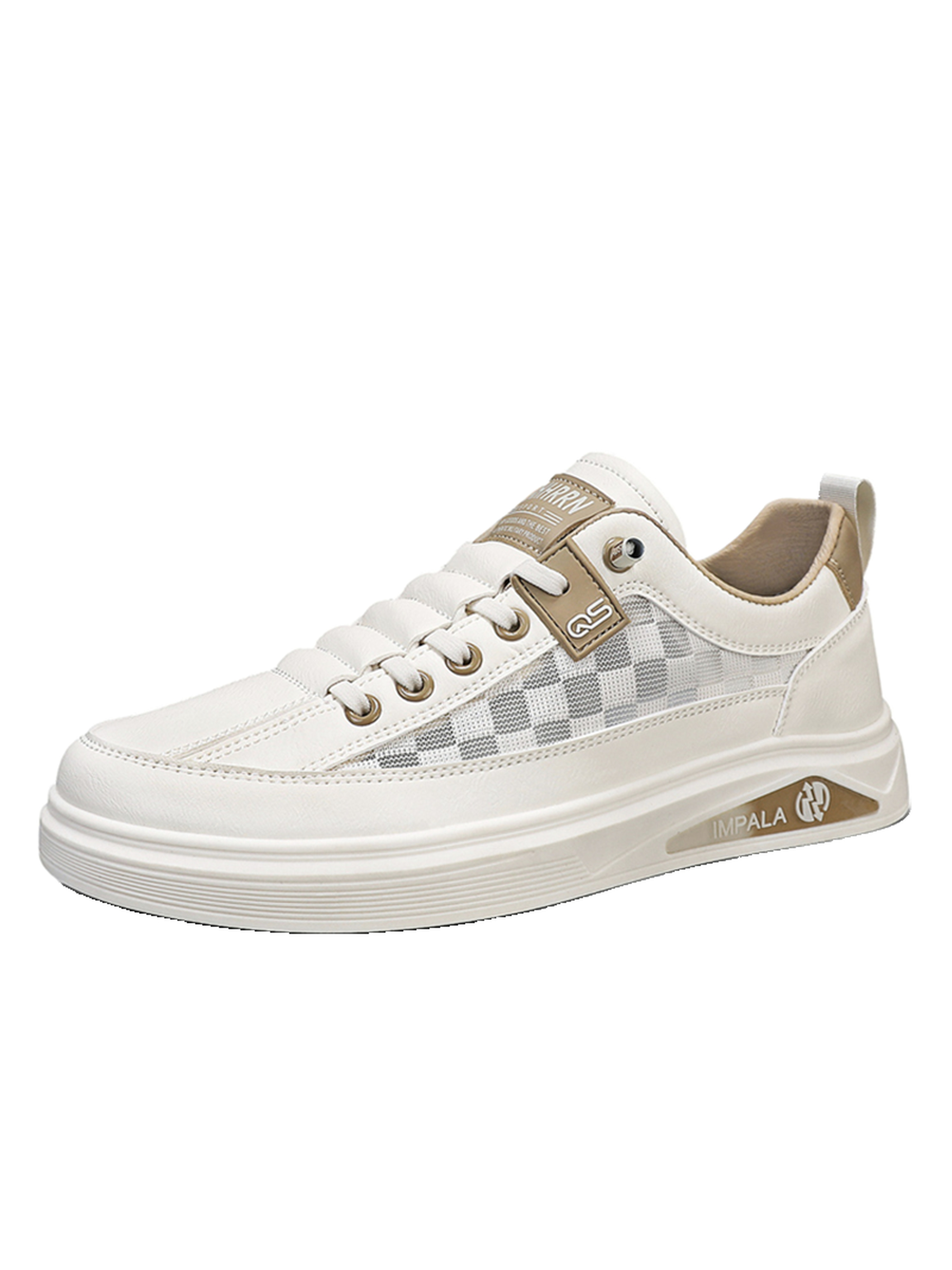 Off White Checkered Casual Sneakers