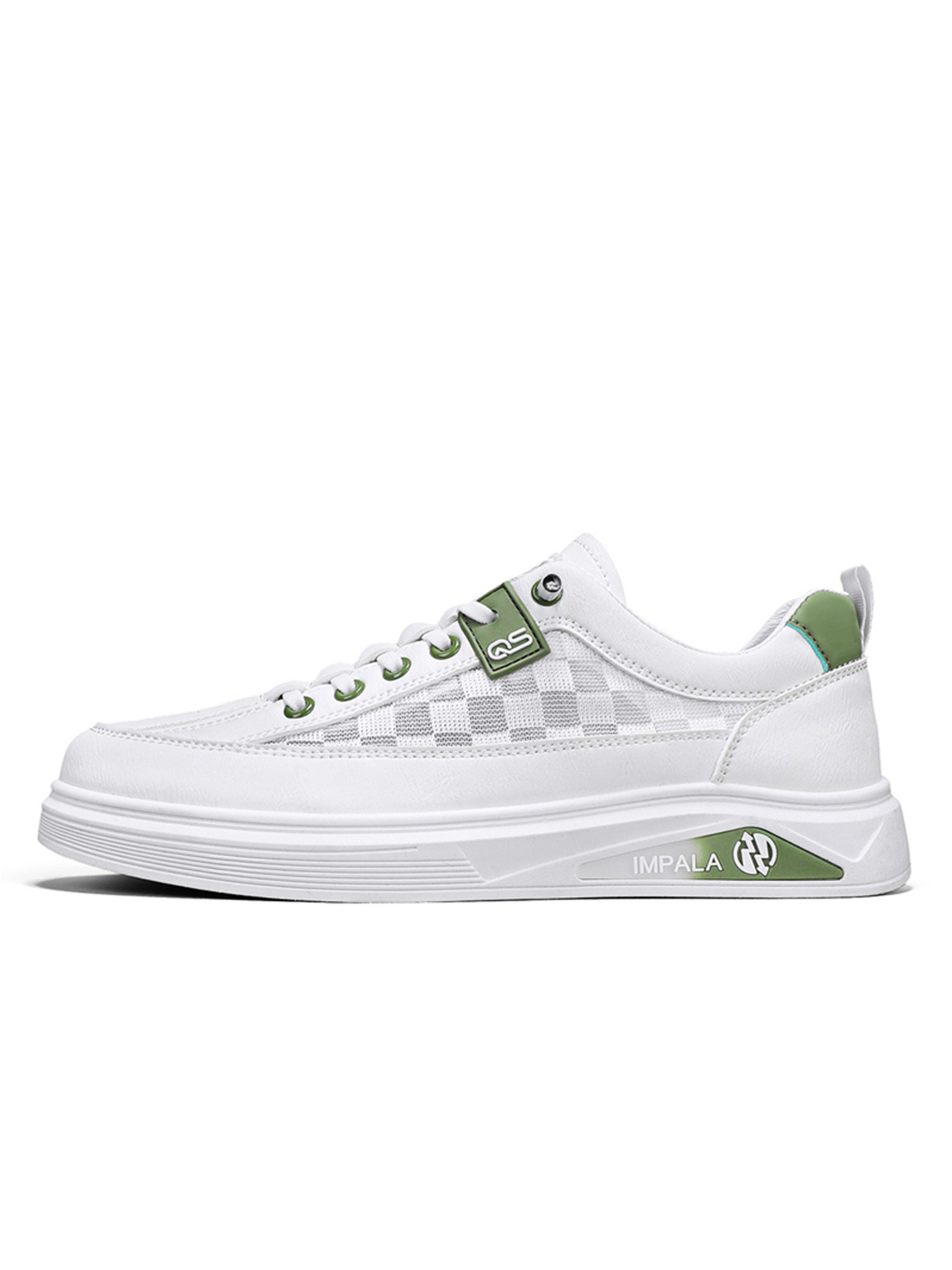 Mens White Lace-Up Design Sneakers