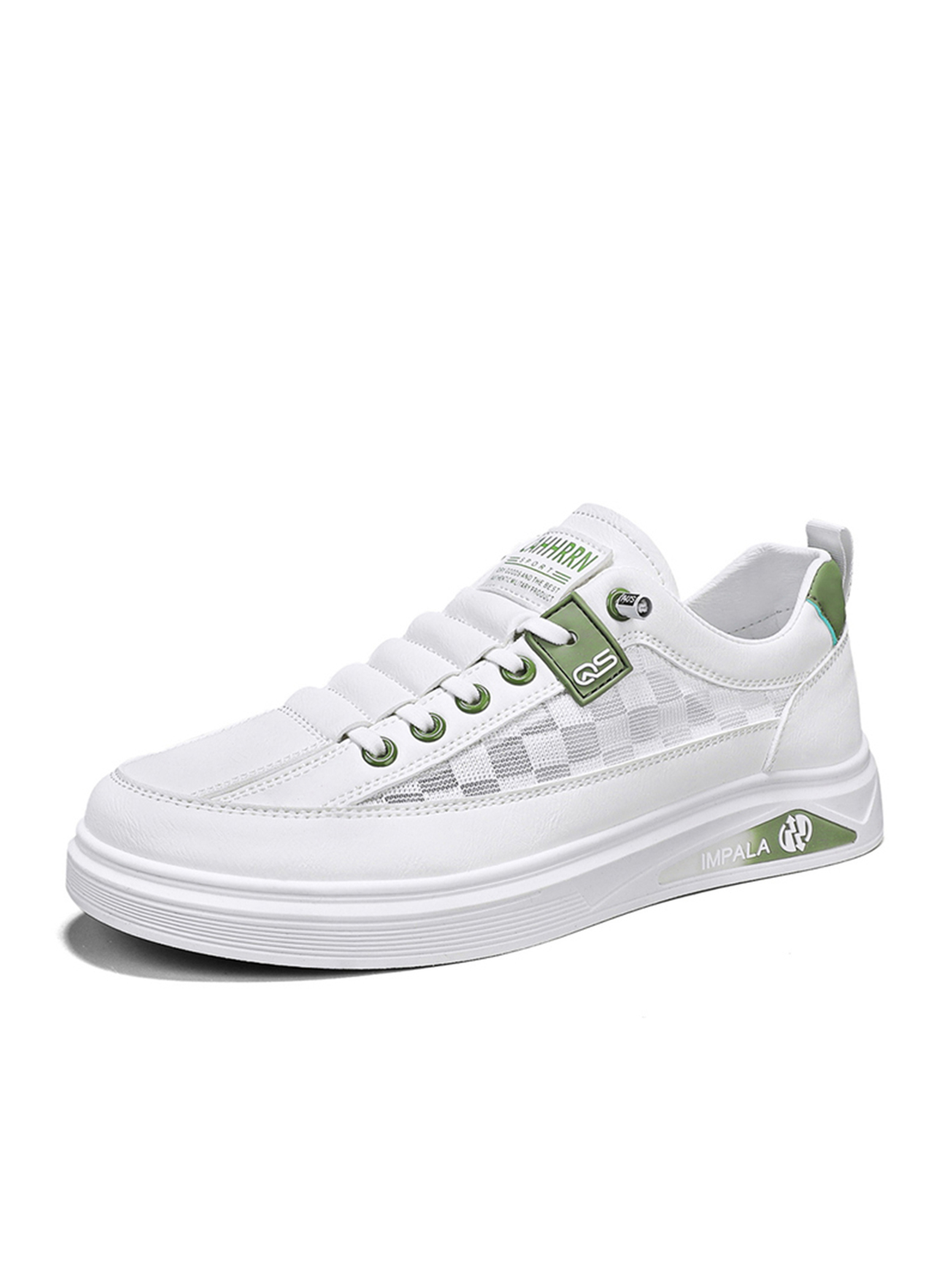 Mens White Lace-Up Design Sneakers