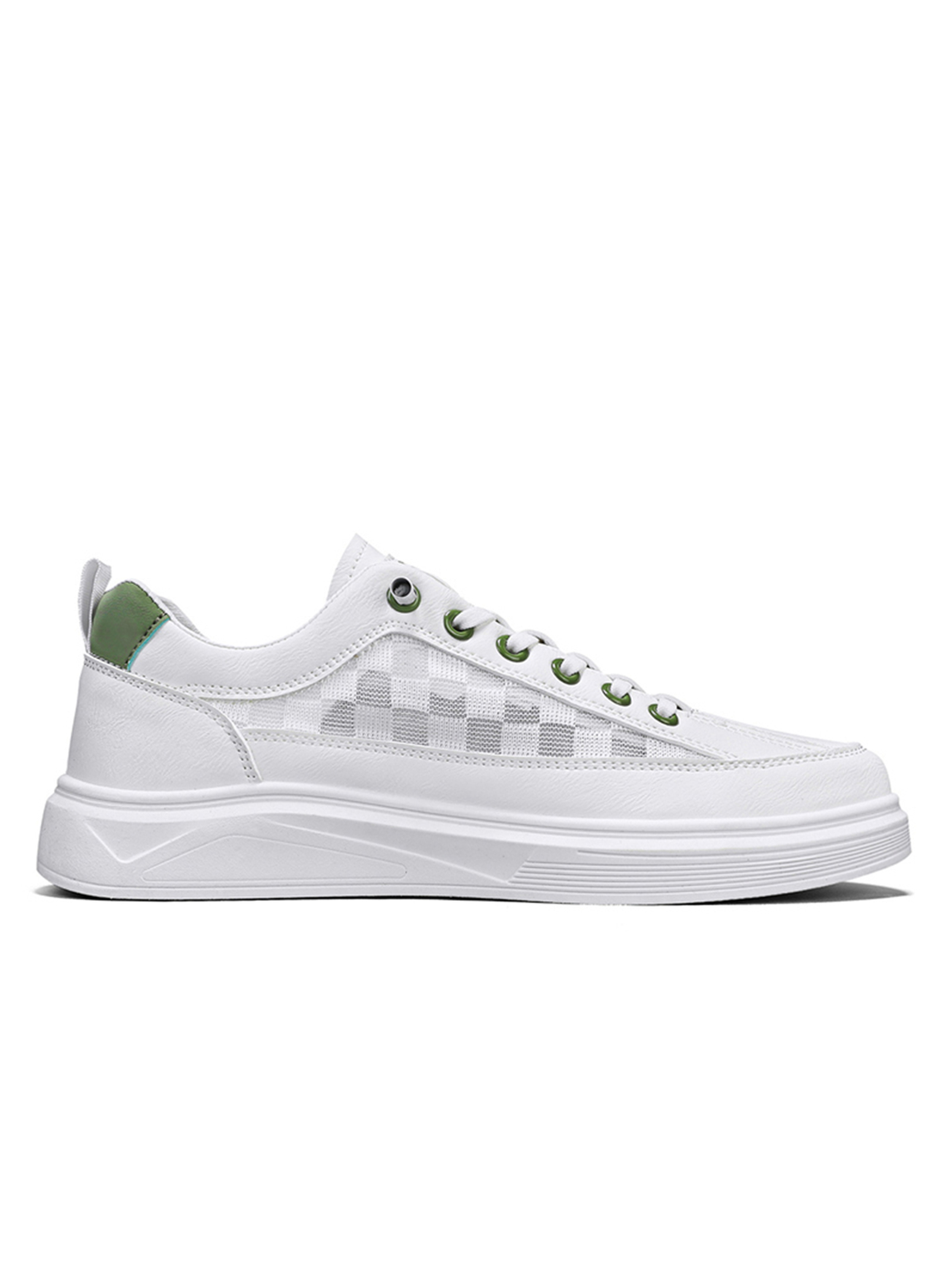 Mens White Lace-Up Design Sneakers