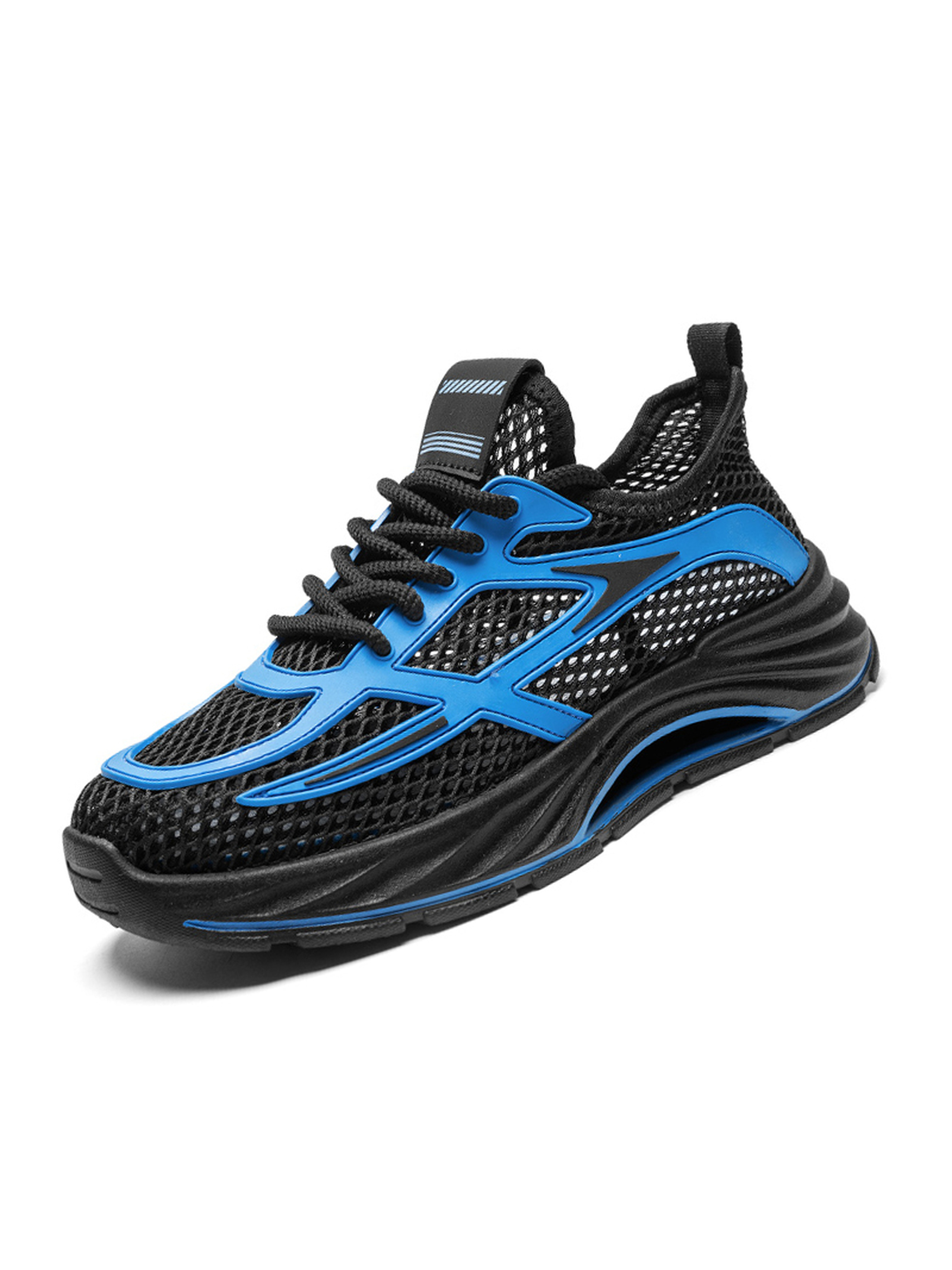 Mens Dynamic Black Mesh Sporty Sneakers