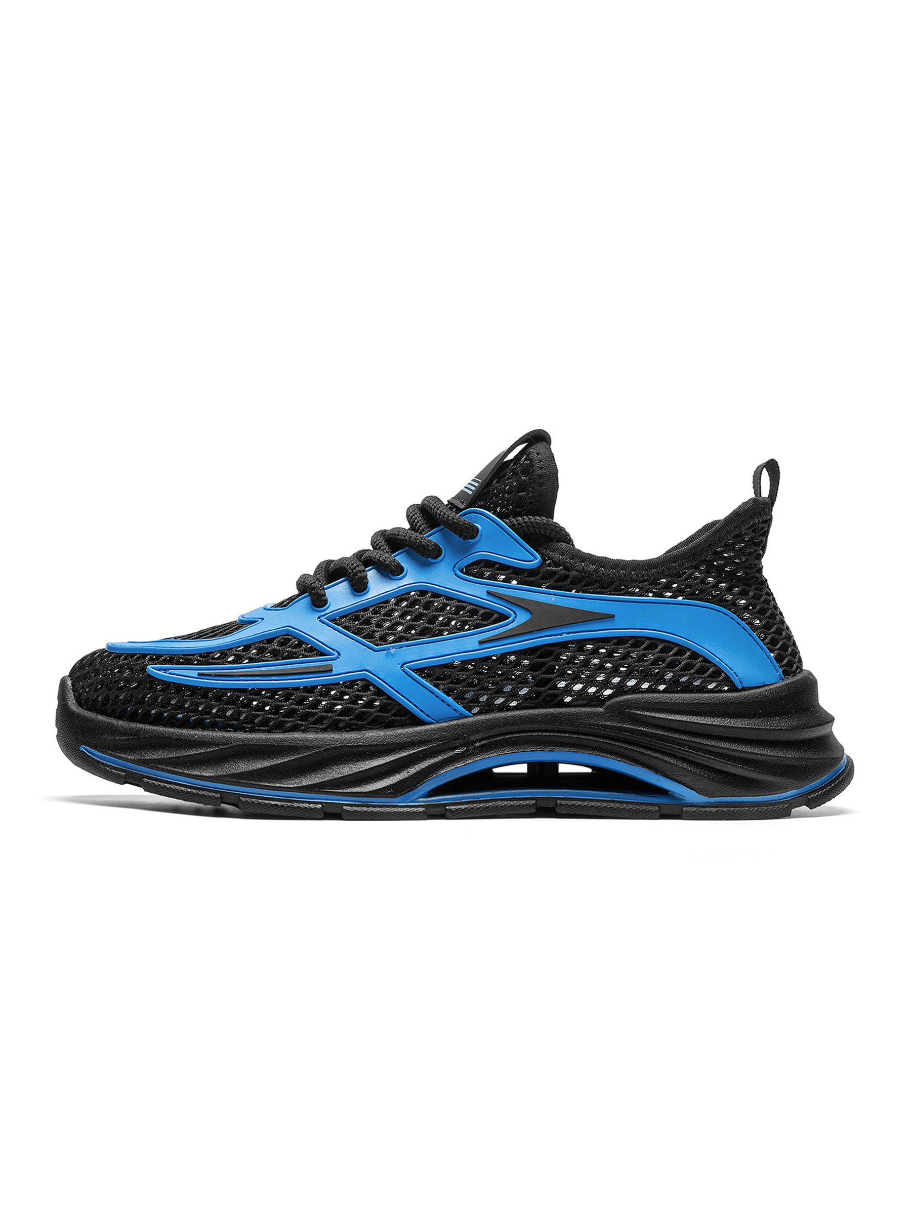 Mens Dynamic Black Mesh Sporty Sneakers