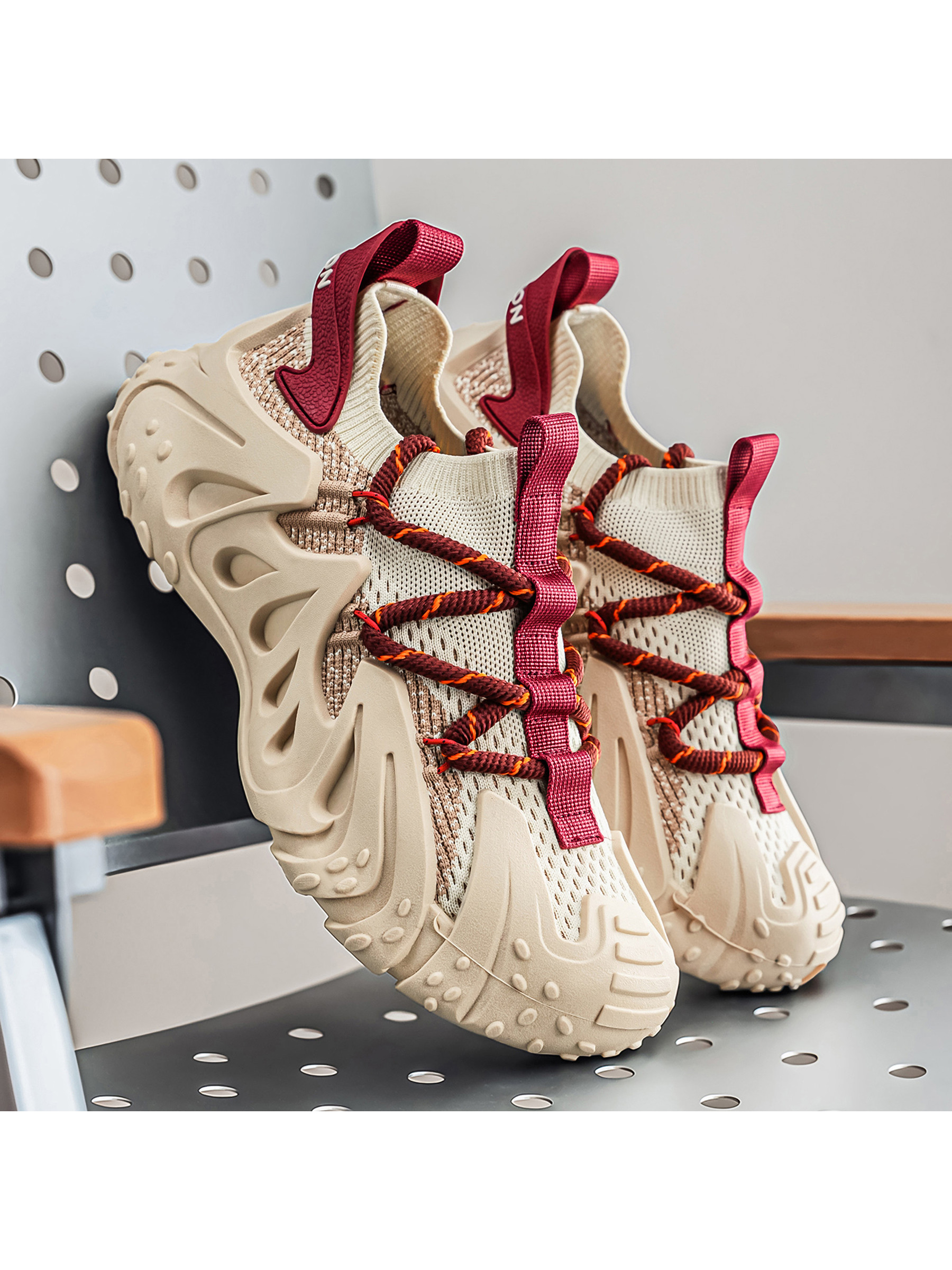 Beige Lightweight Lace Up Sneakers