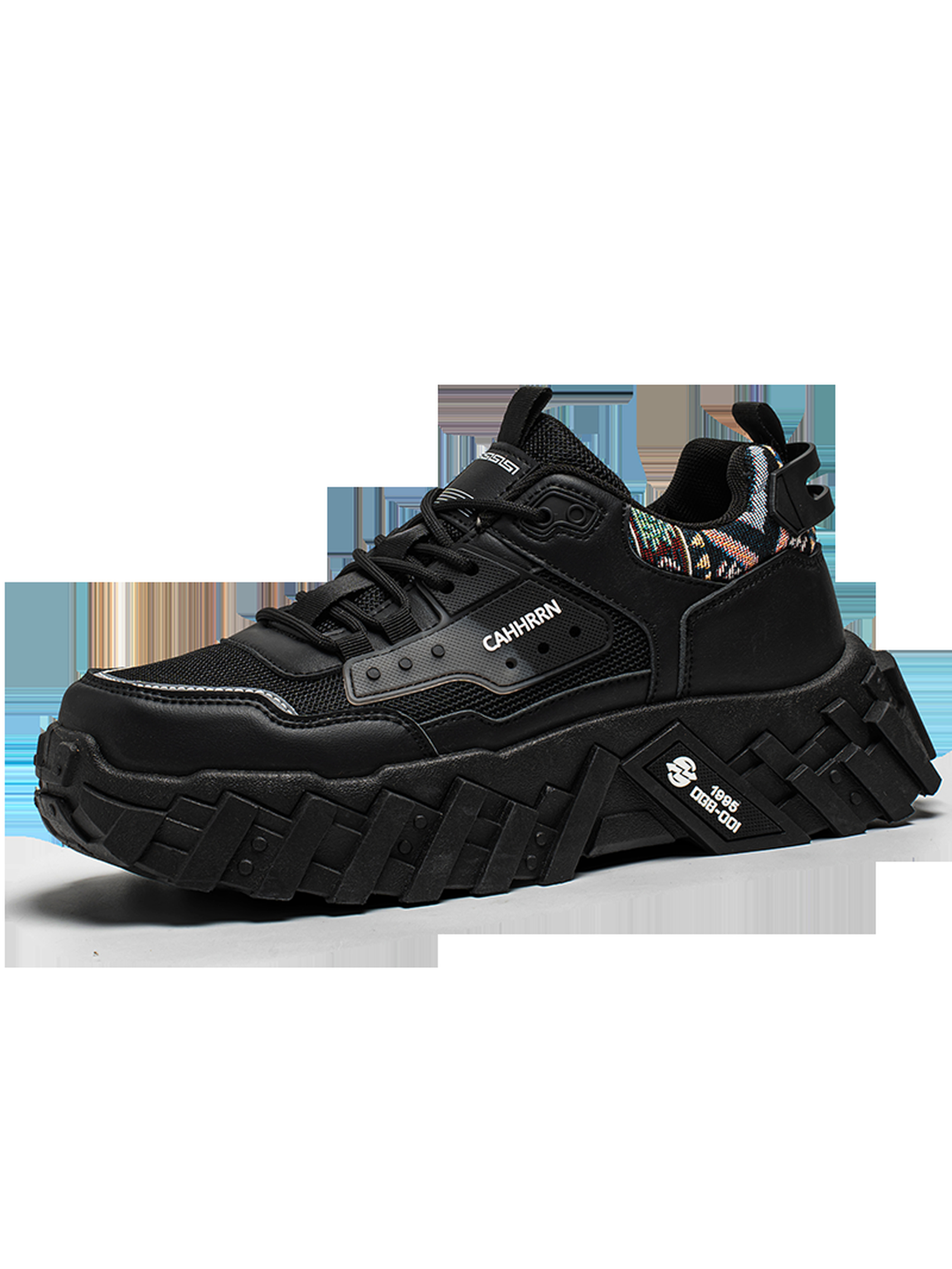 Black Chunky Sole Lace Up Sneakers