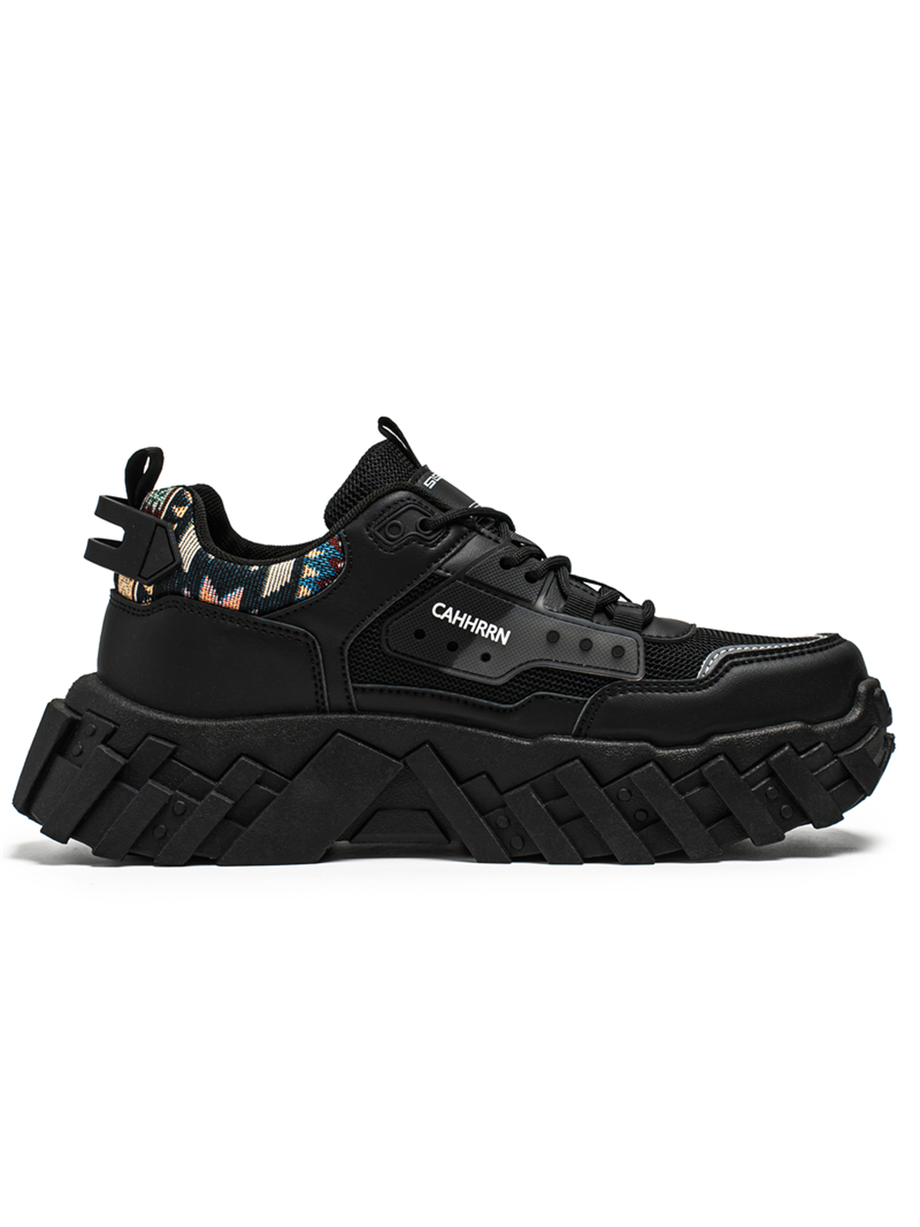 Black Chunky Sole Lace Up Sneakers