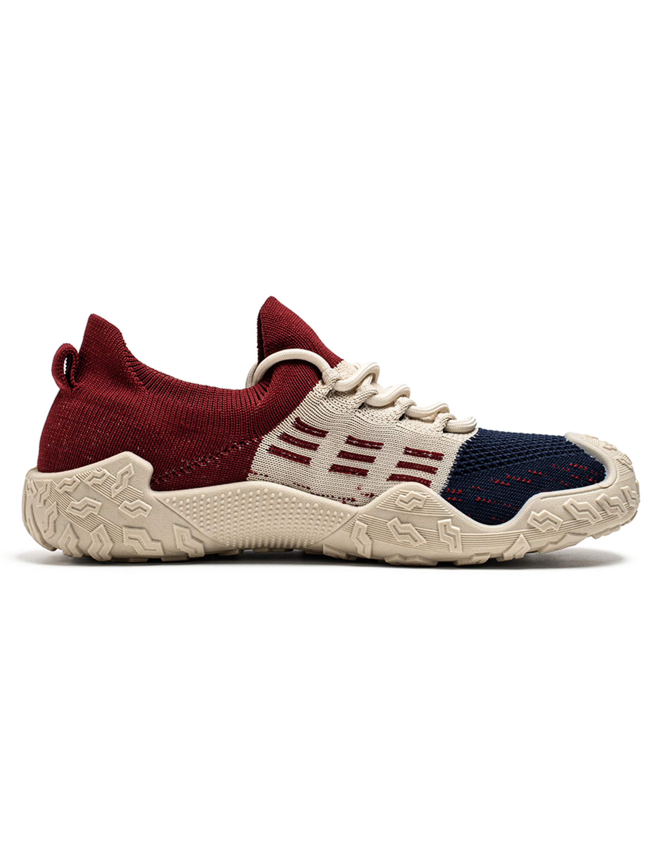 Beige Color Block Knit Sneakers