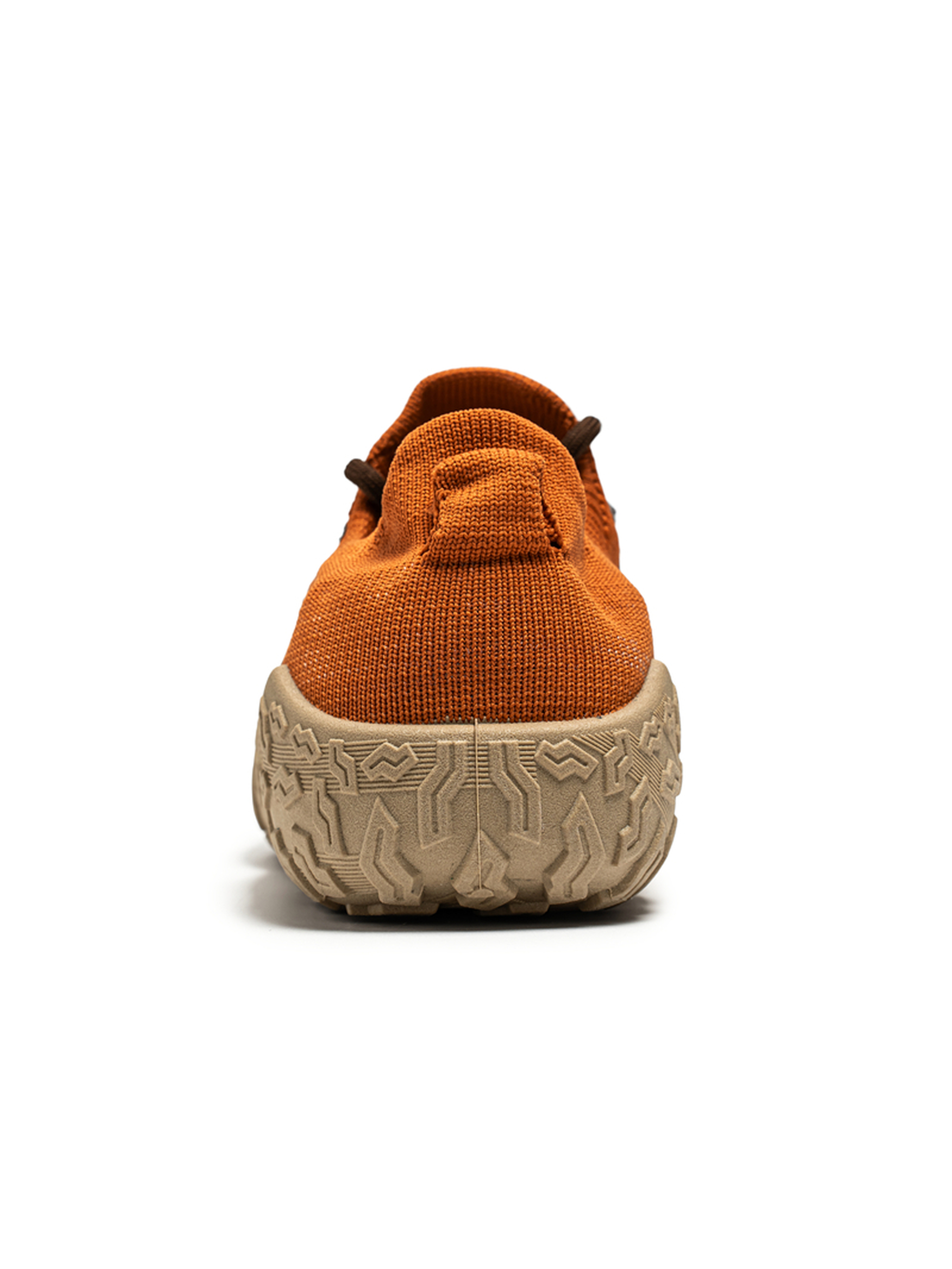 Mens Orange and Brown Knit Lace Up Sneakers