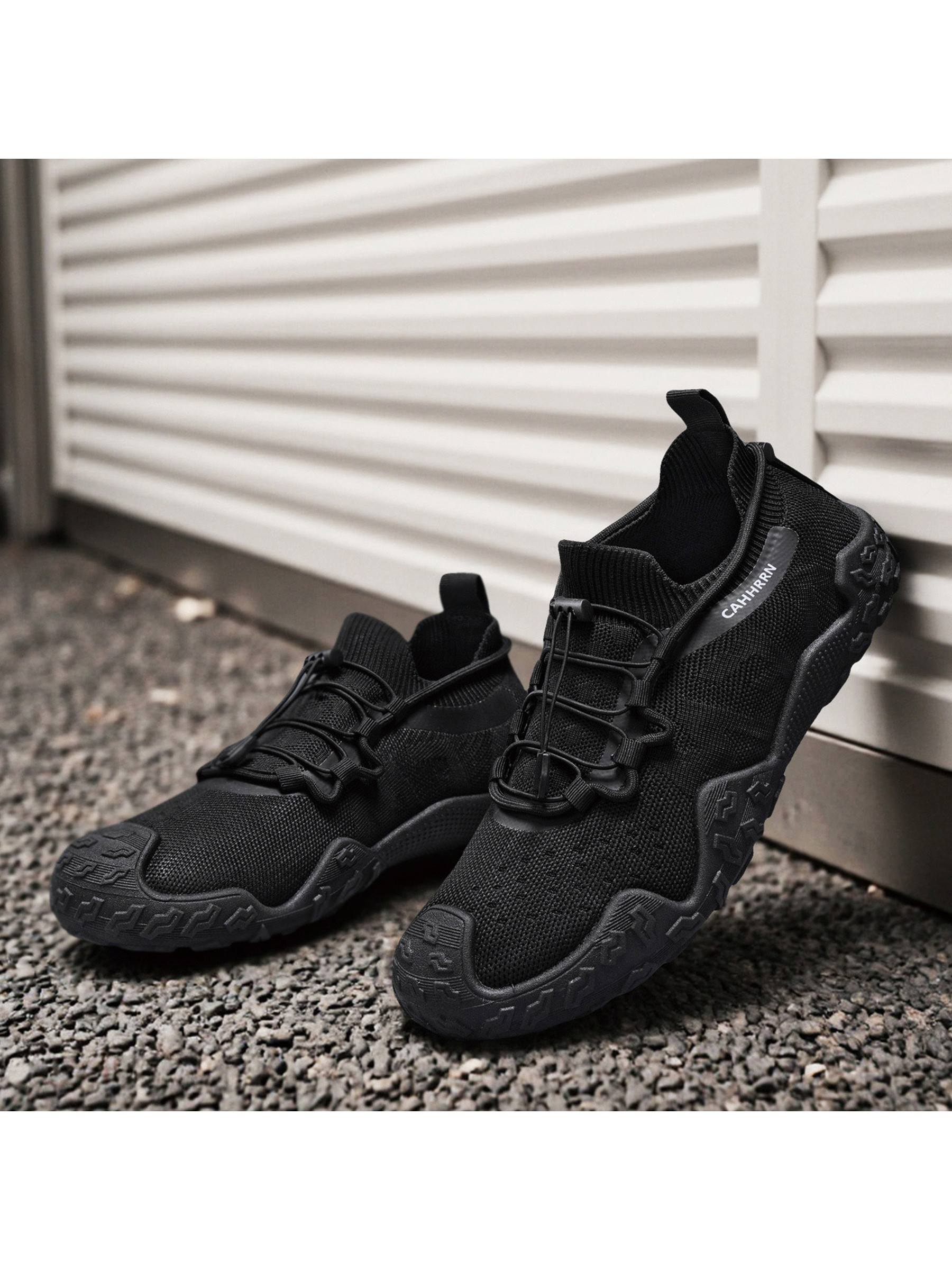 Black Breathable Lace Up Sneakers