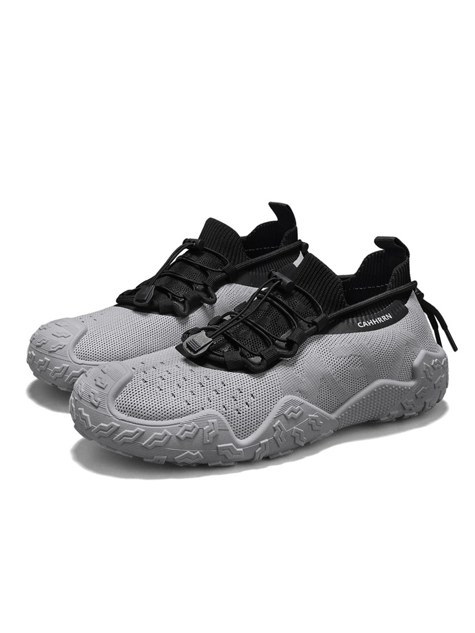 Mens Grey Knit Sneakers with Adjustable Lace