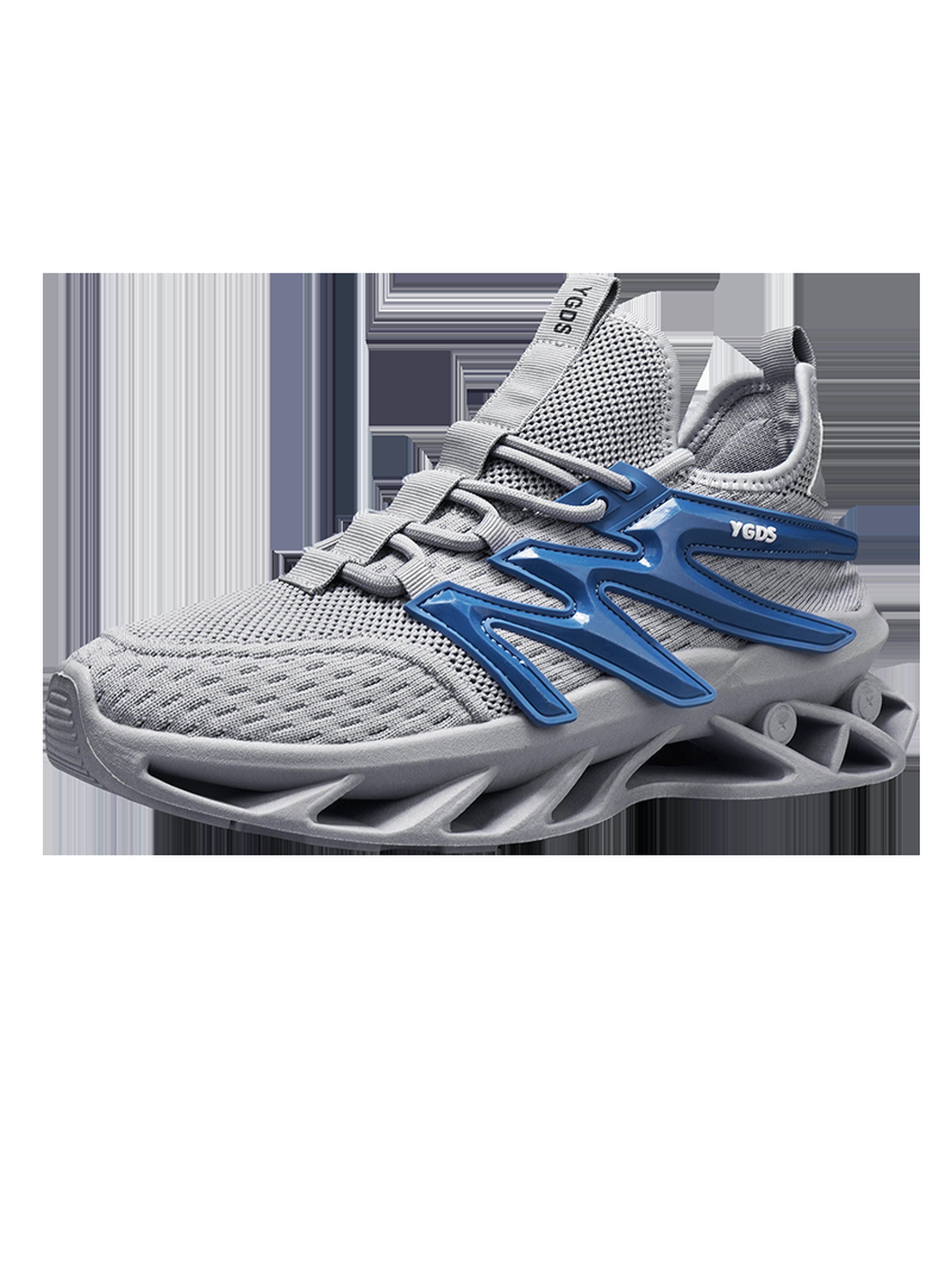 Mens Grey Sporty Design Lace Up Sneakers