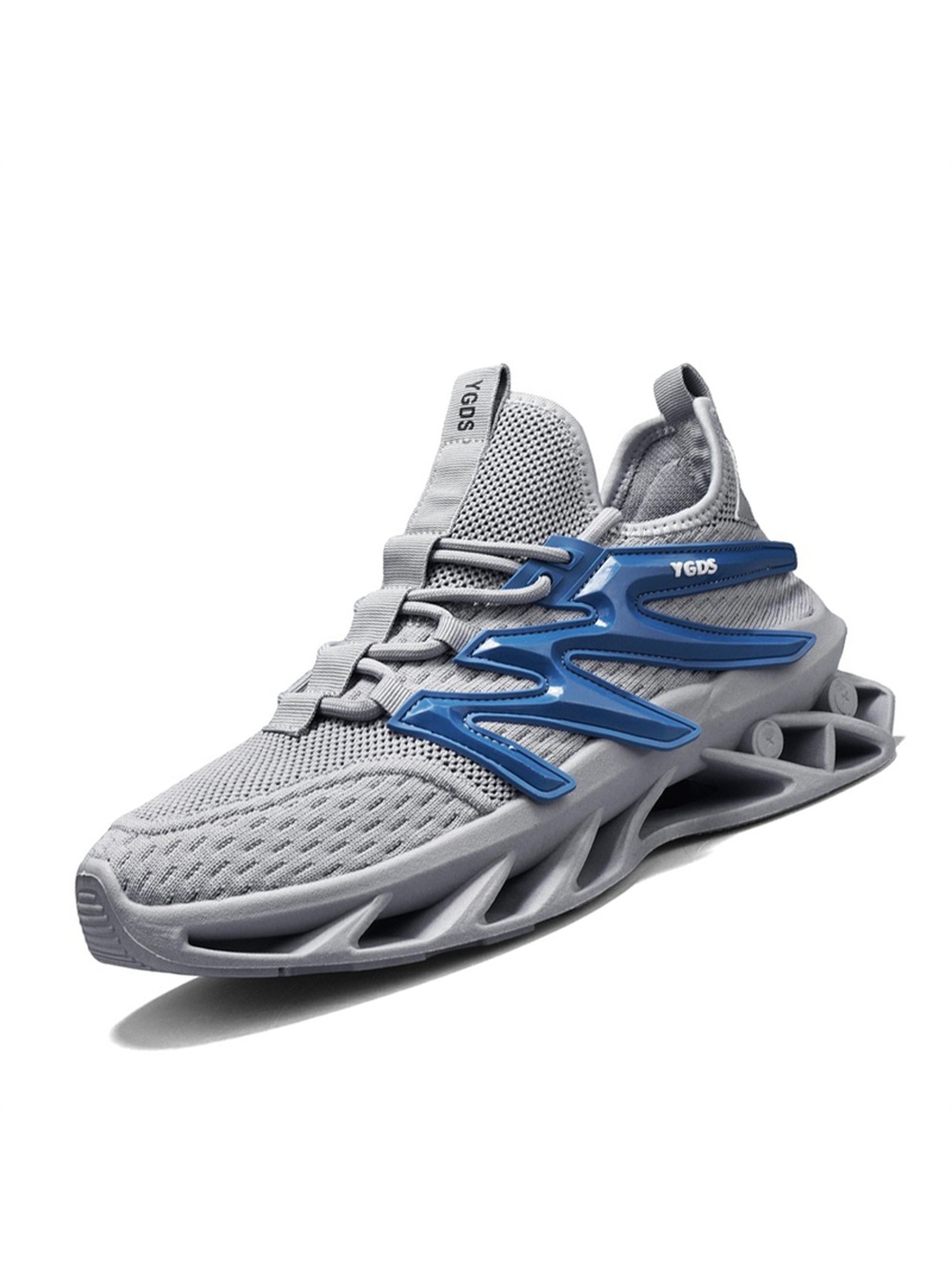 Mens Grey Sporty Design Lace Up Sneakers