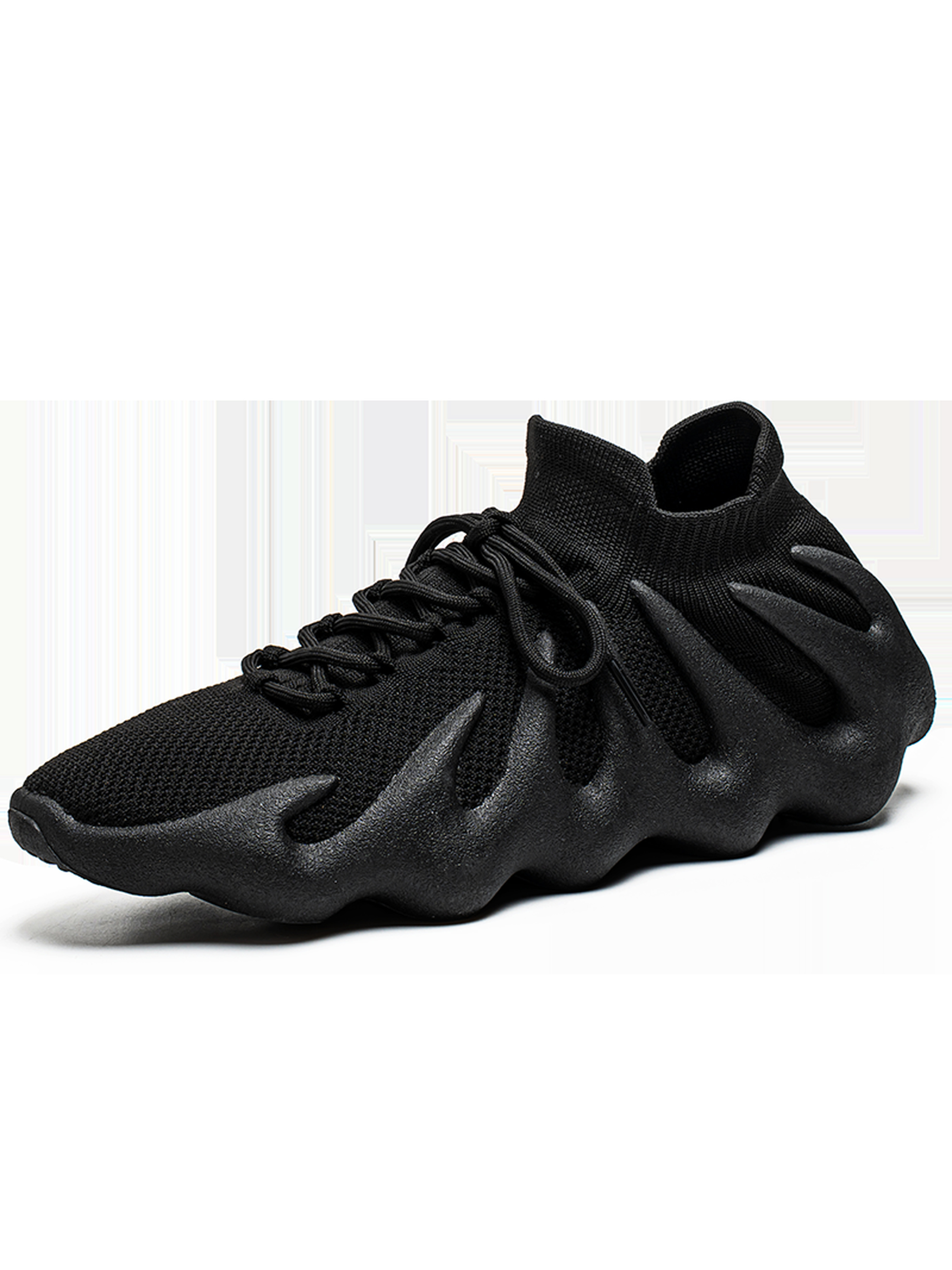 Black Mesh Knit Sneakers with Sculpted Sole