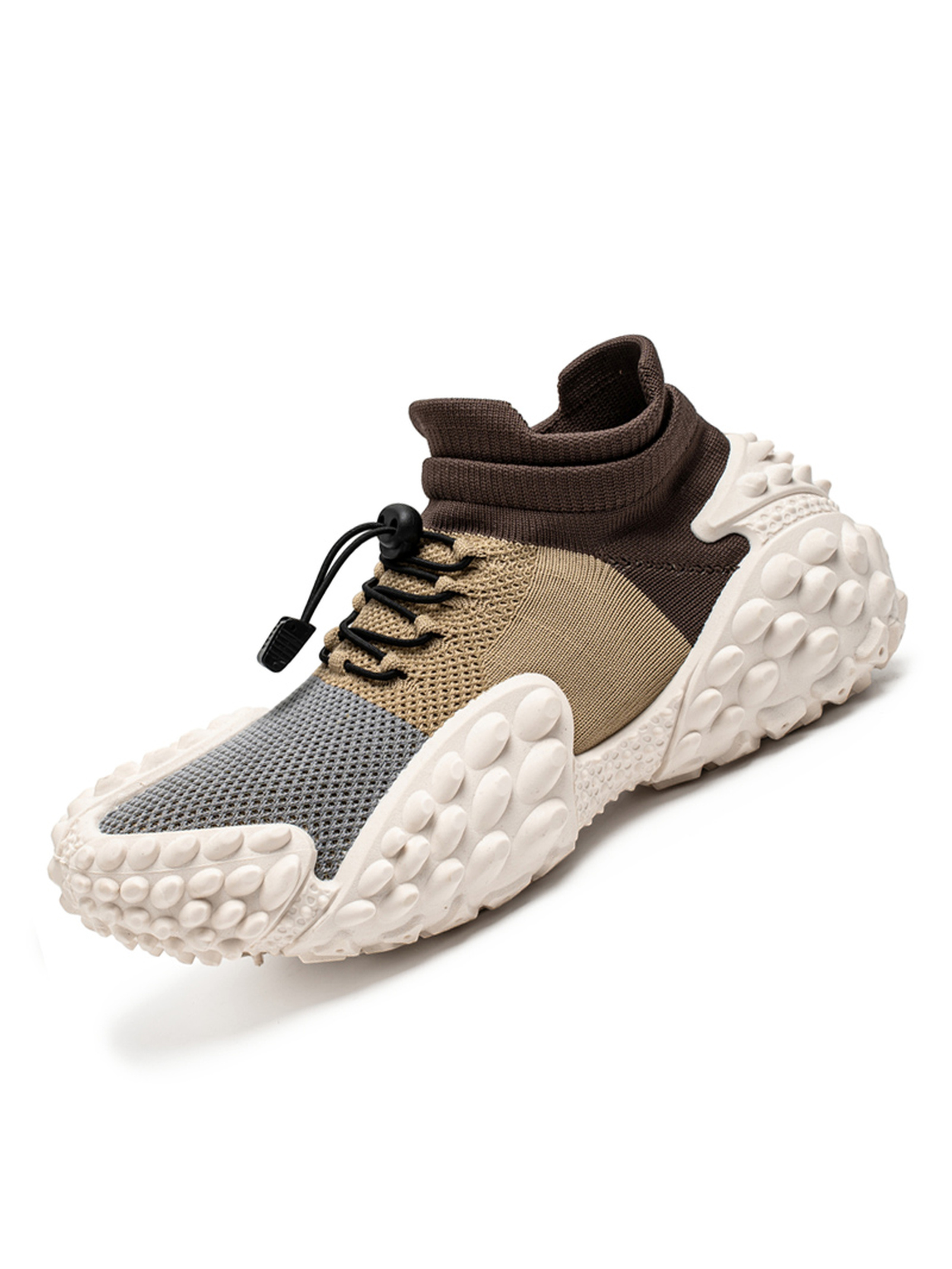 Mens Color Block Knit Sporty Sneakers