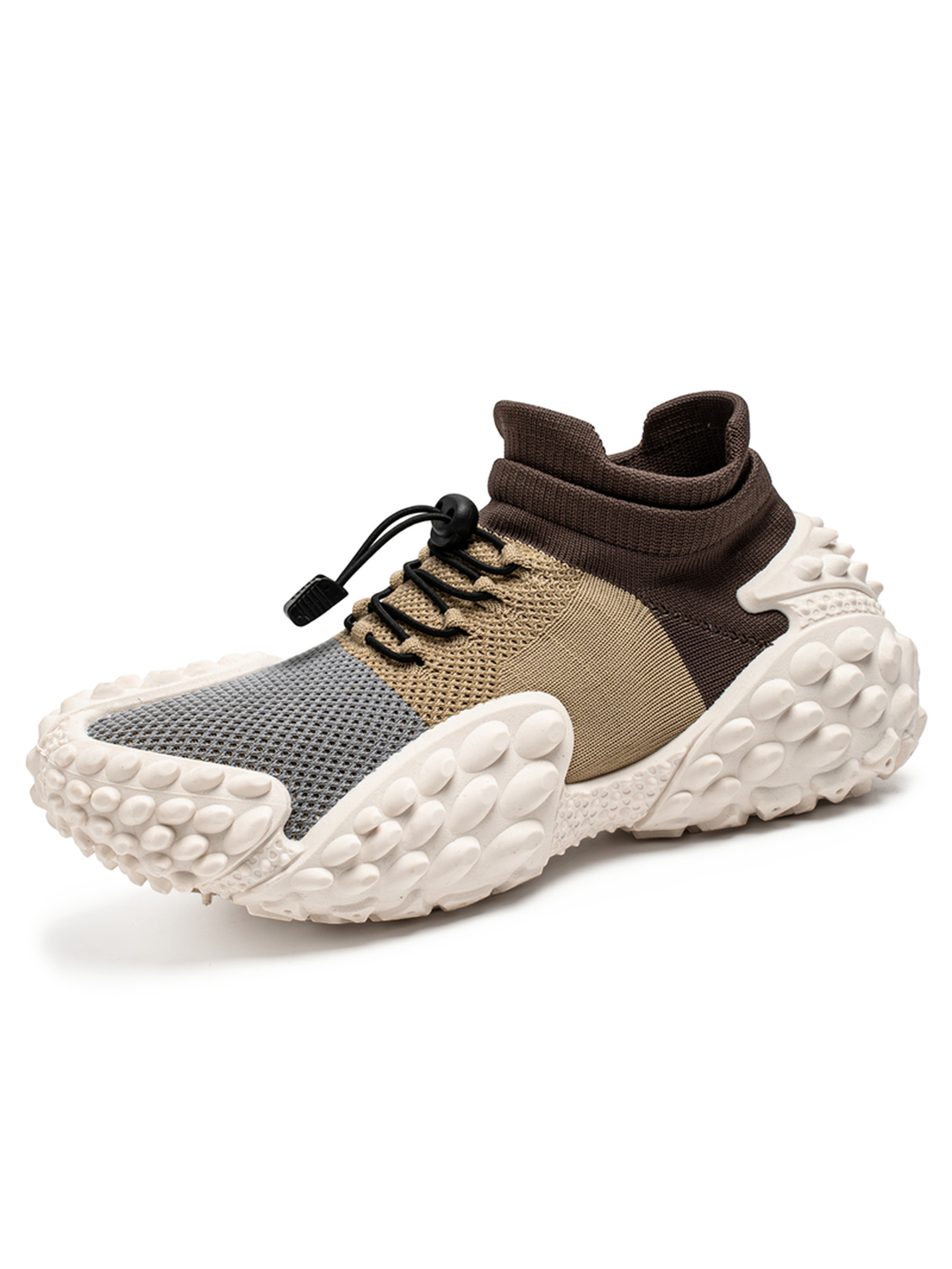 Mens Color Block Knit Sporty Sneakers