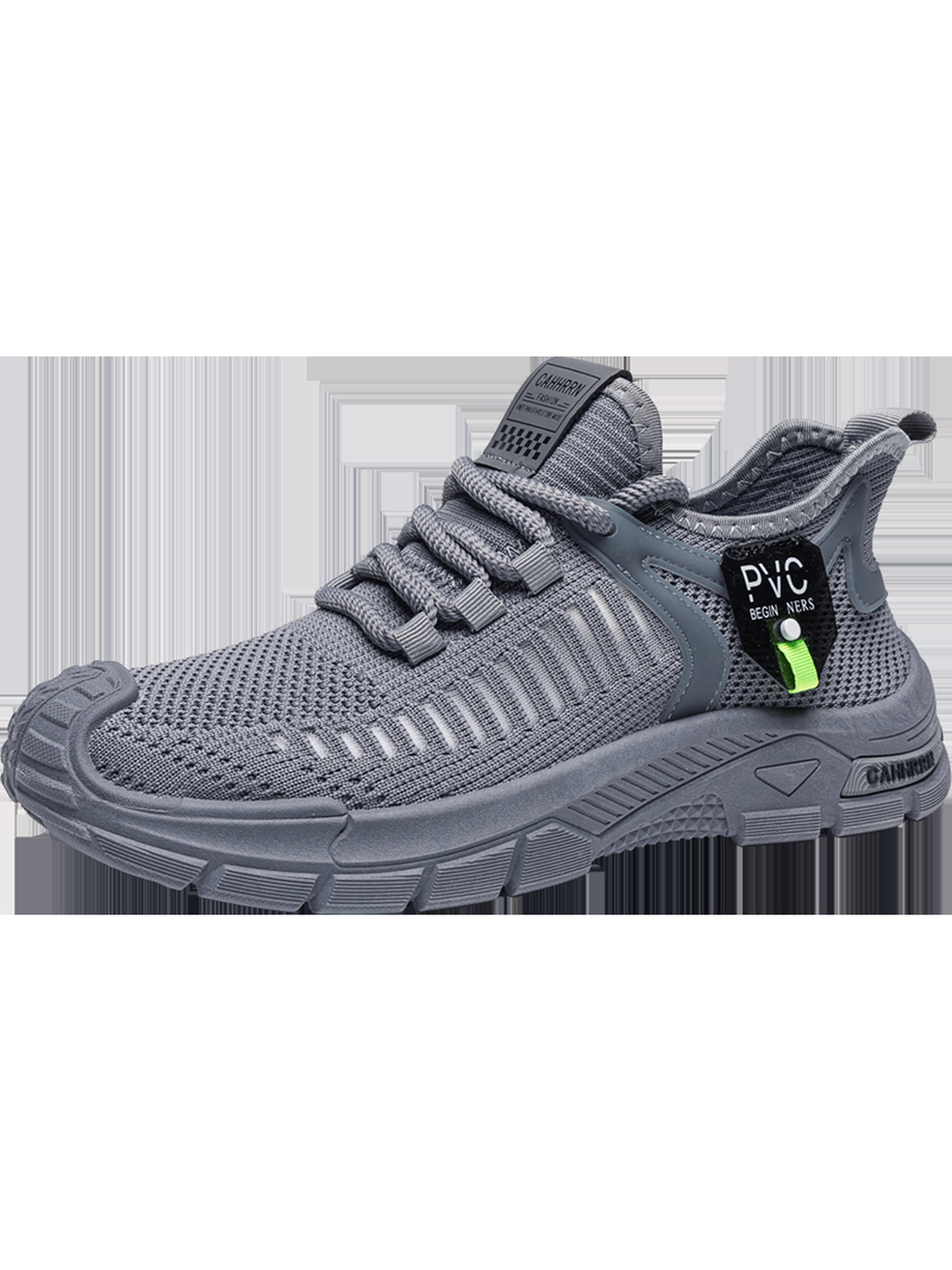 Mens Grey Knit Sporty Sneakers
