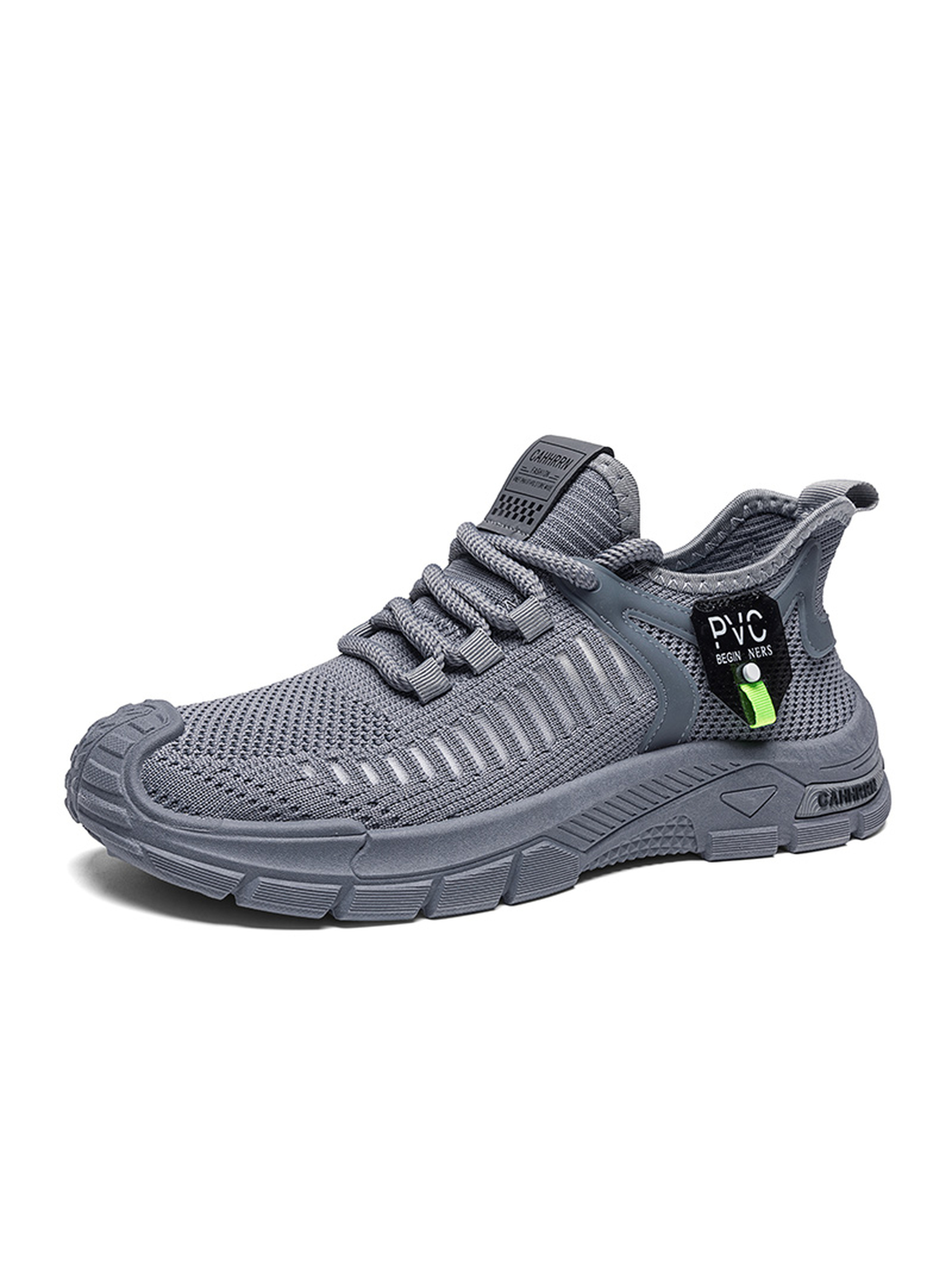 Mens Grey Knit Sporty Sneakers