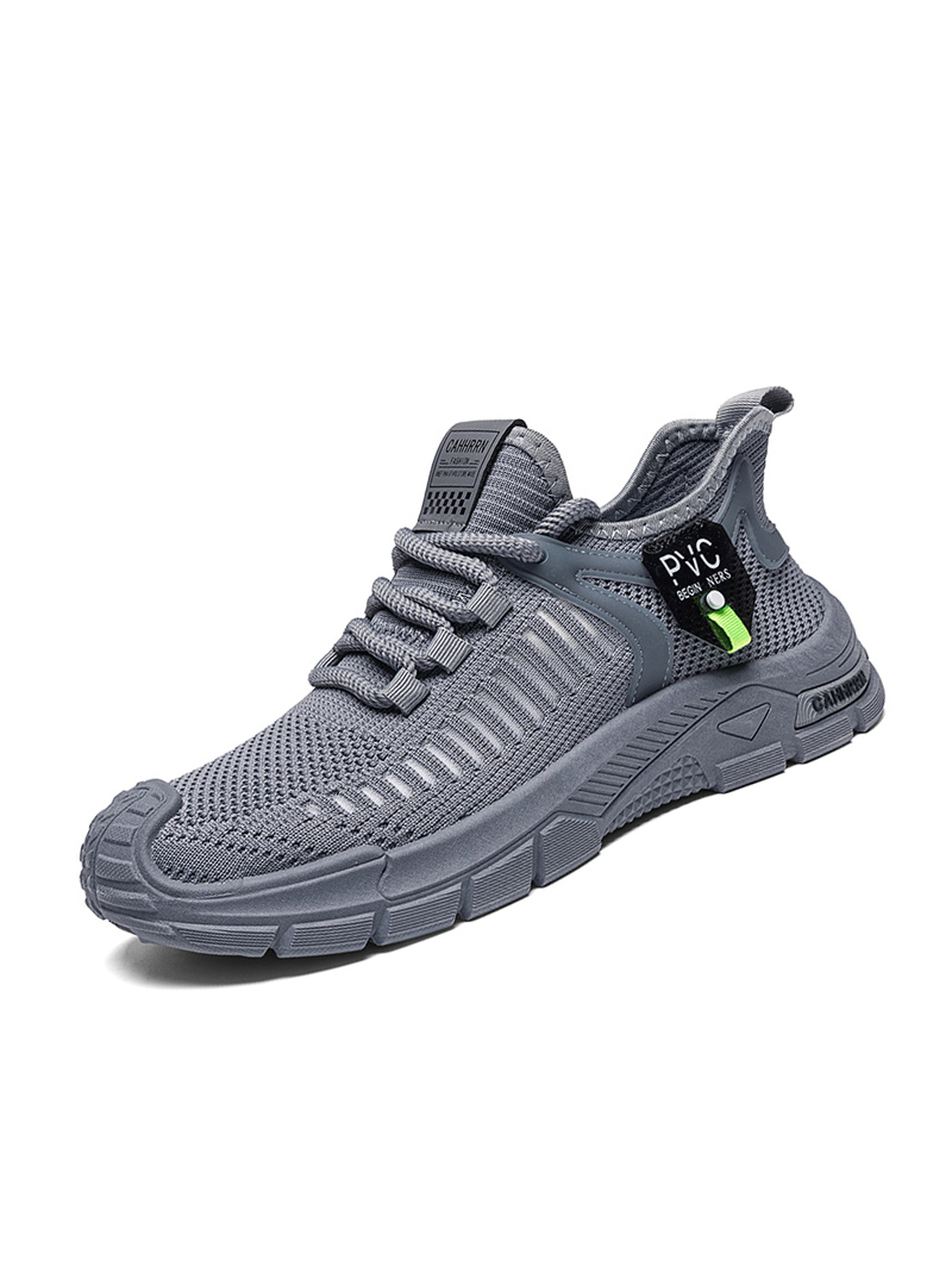 Mens Grey Knit Sporty Sneakers