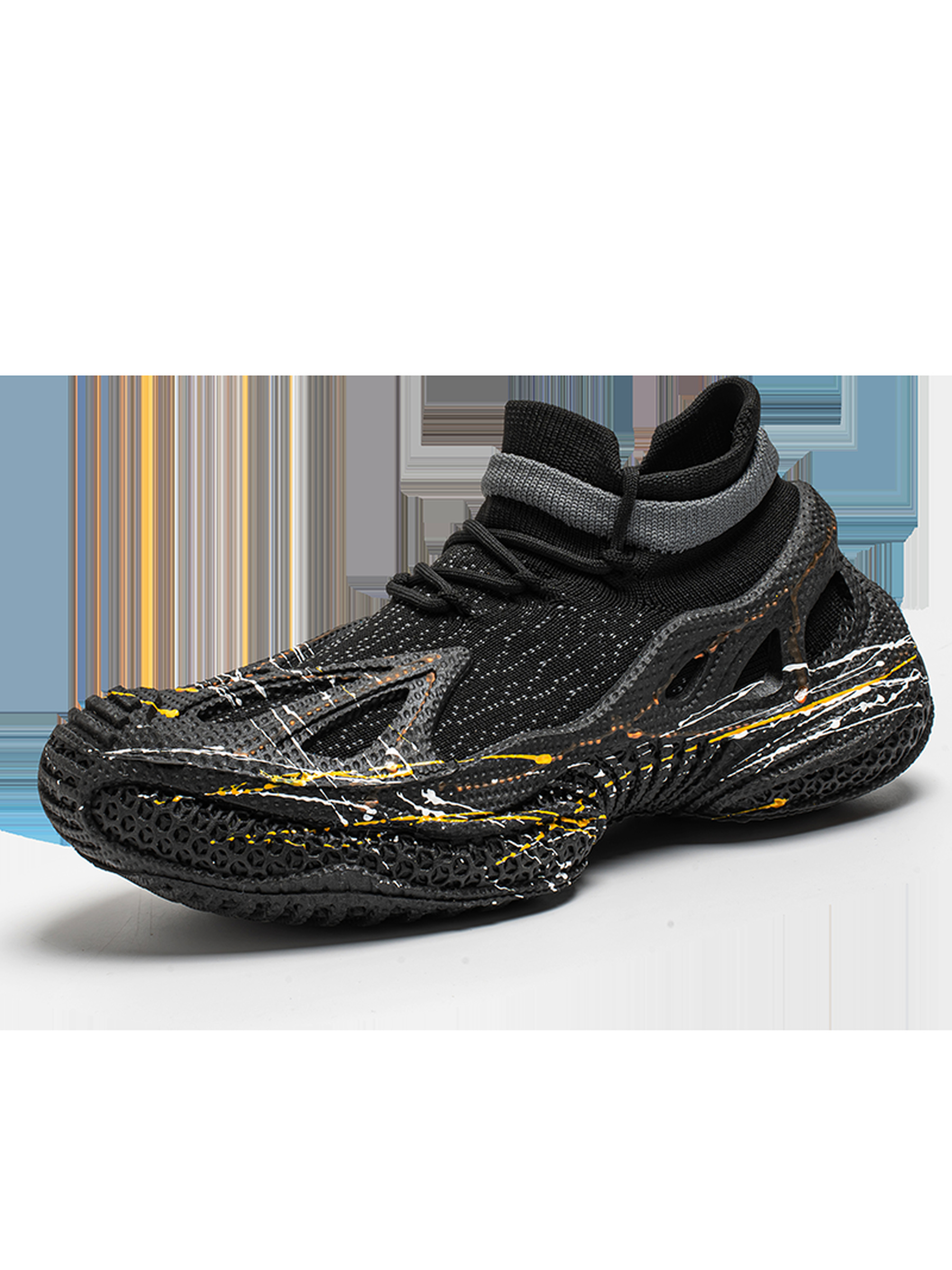 Black Chunky Sole Knit Sneakers