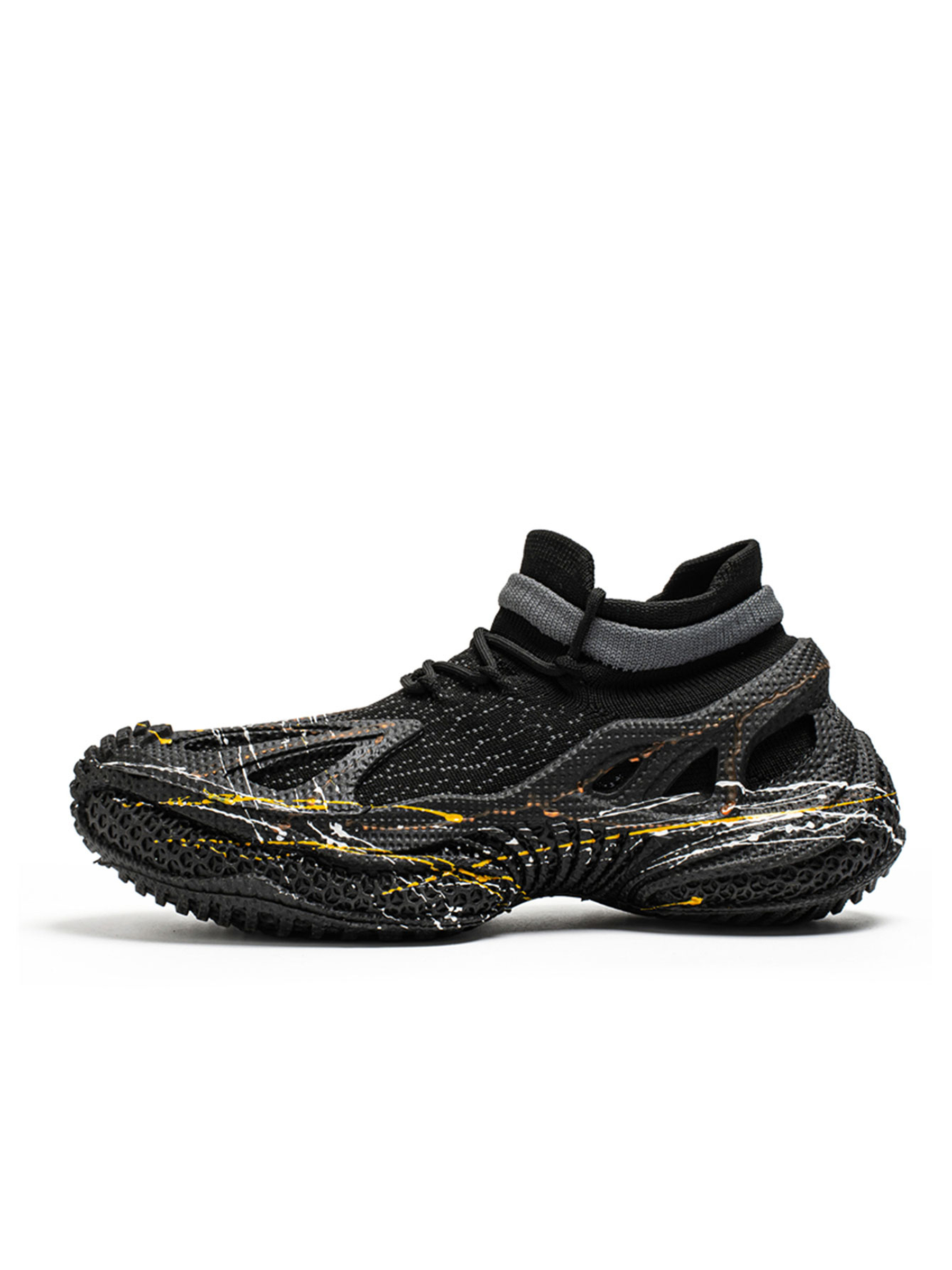 Black Chunky Sole Knit Sneakers