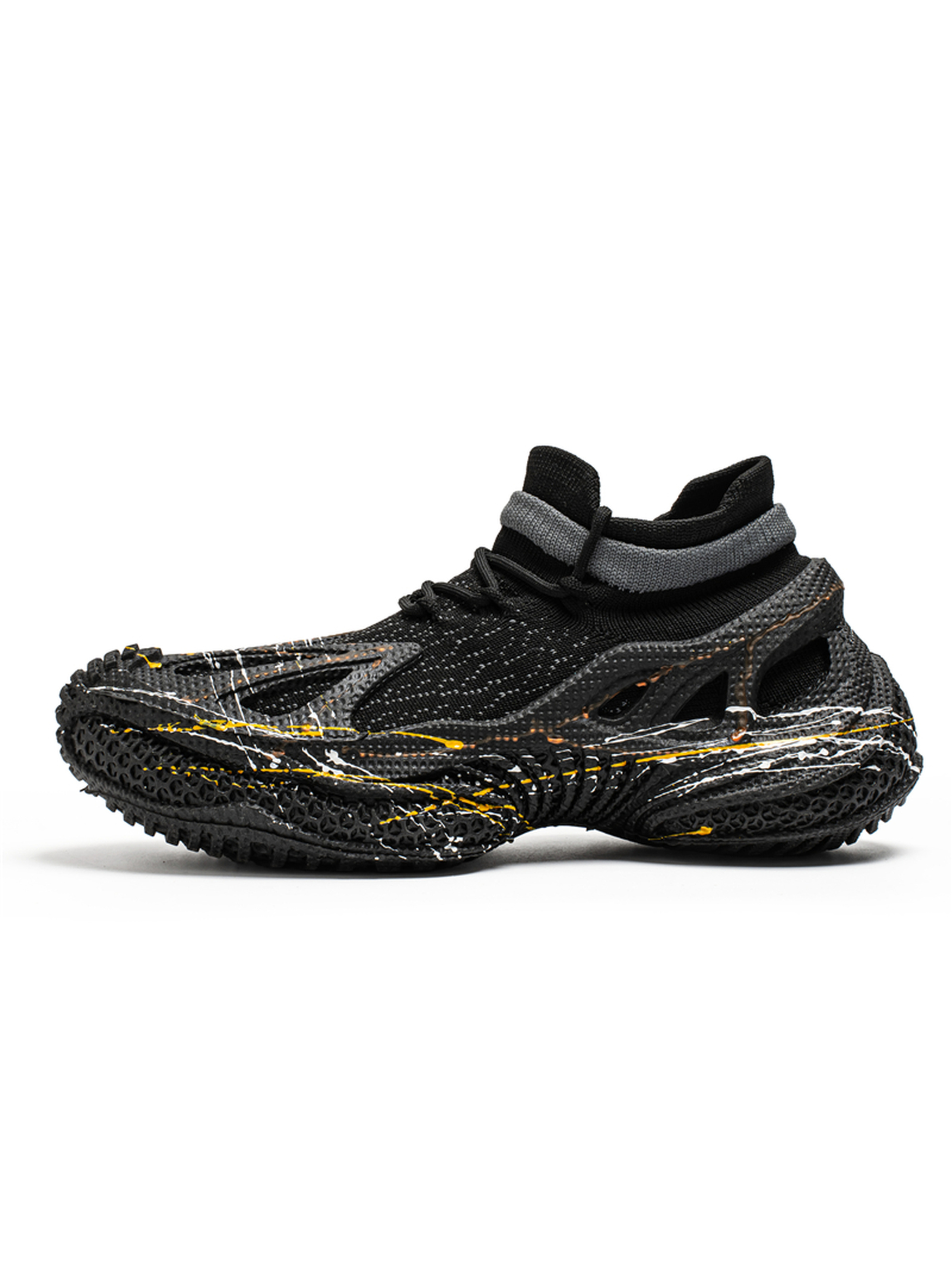 Black Chunky Sole Knit Sneakers