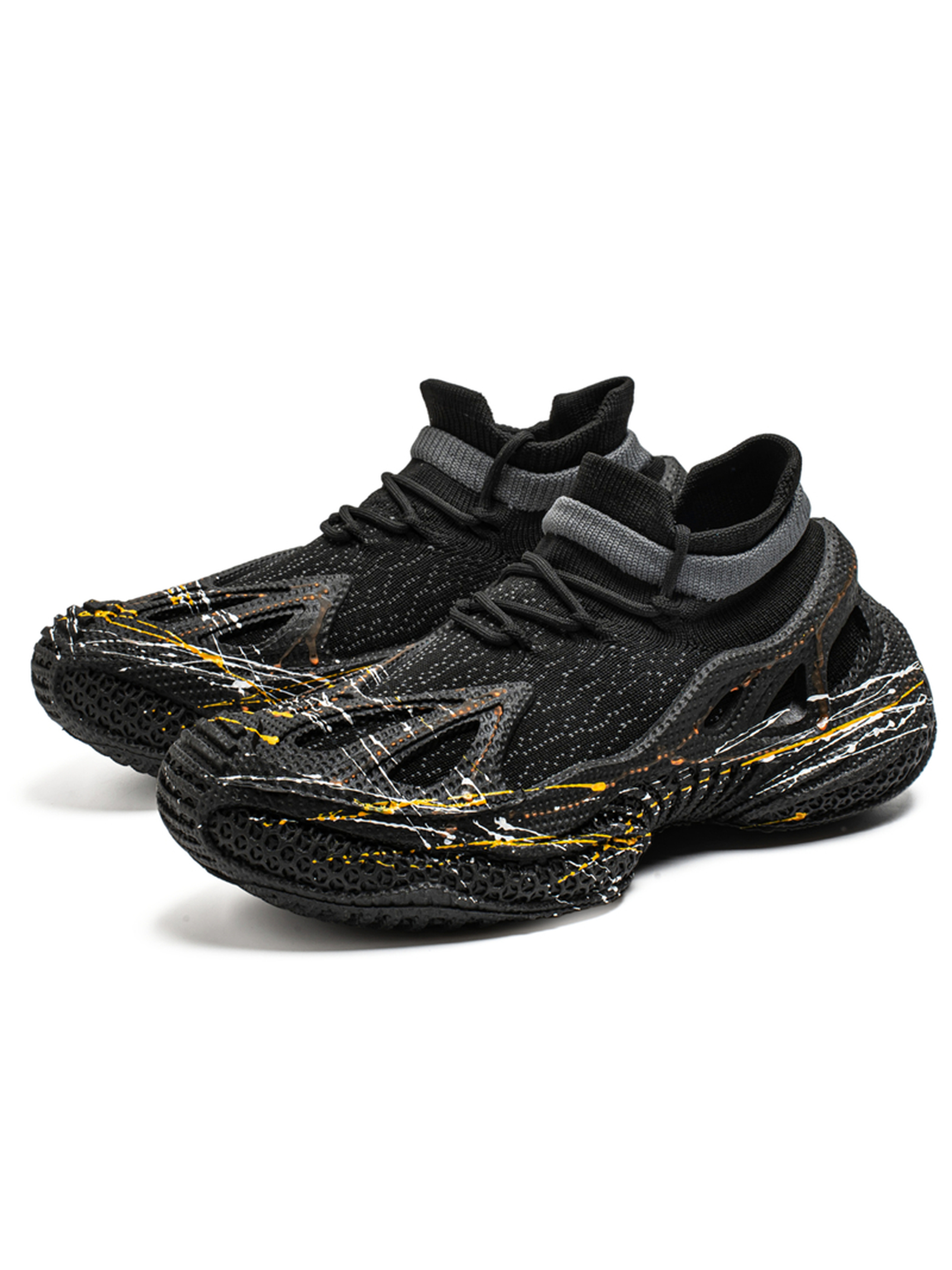 Black Chunky Sole Knit Sneakers