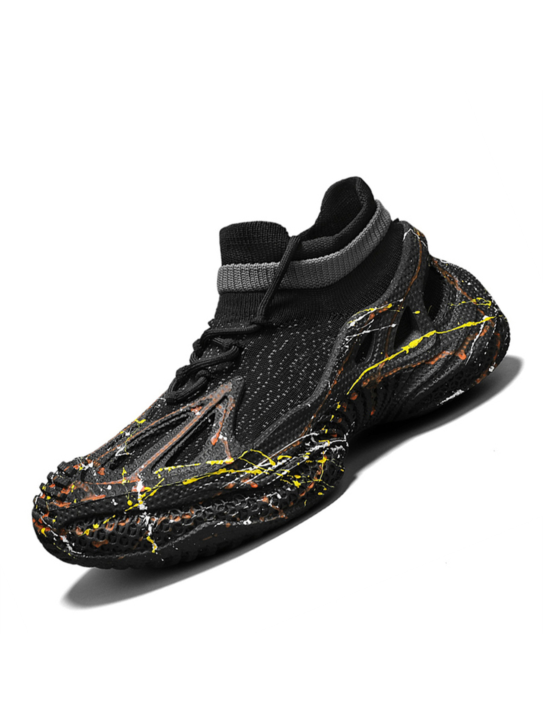 Black Chunky Sole Knit Sneakers