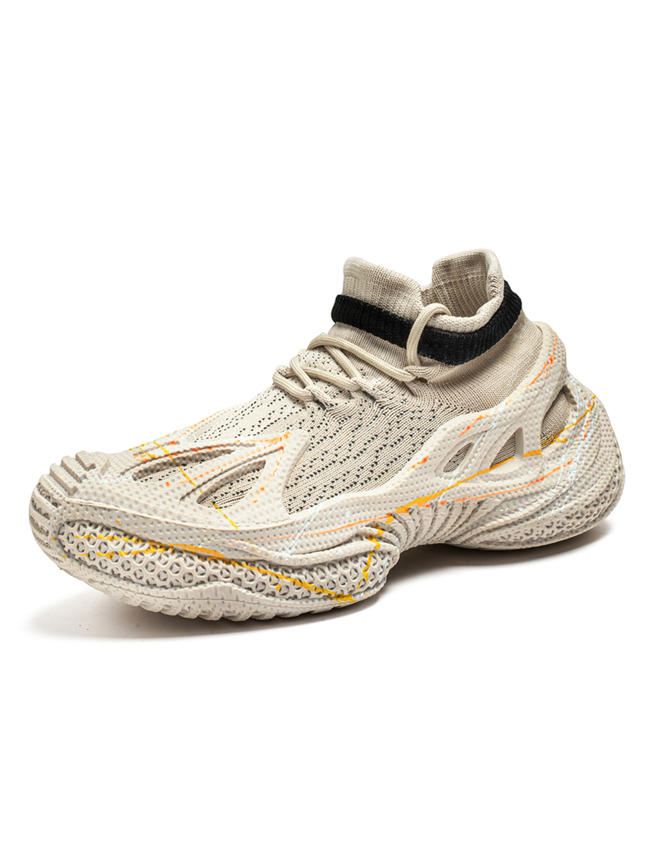 Beige Lightweight Knit Sports Sneakers