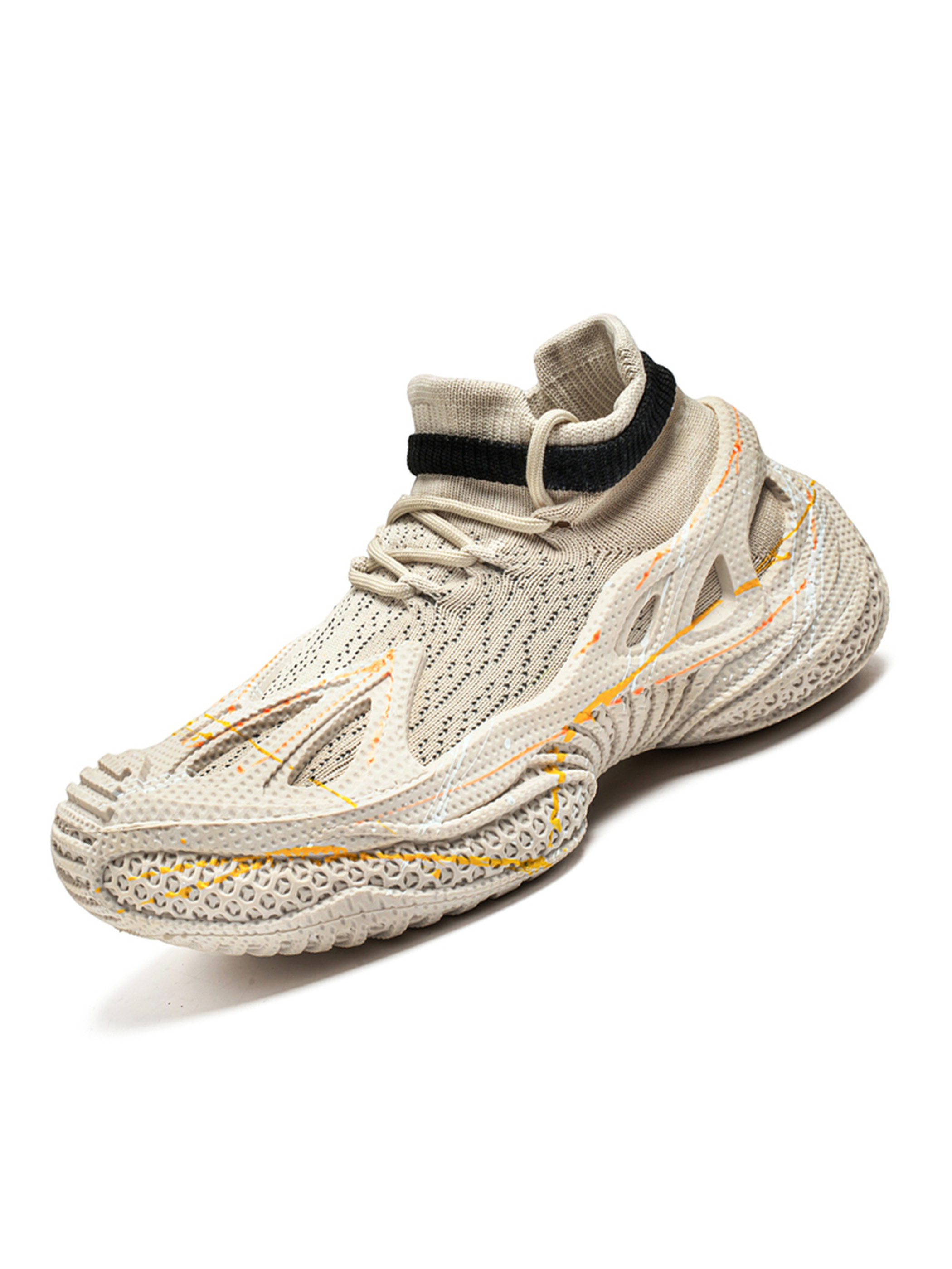 Beige Lightweight Knit Sports Sneakers